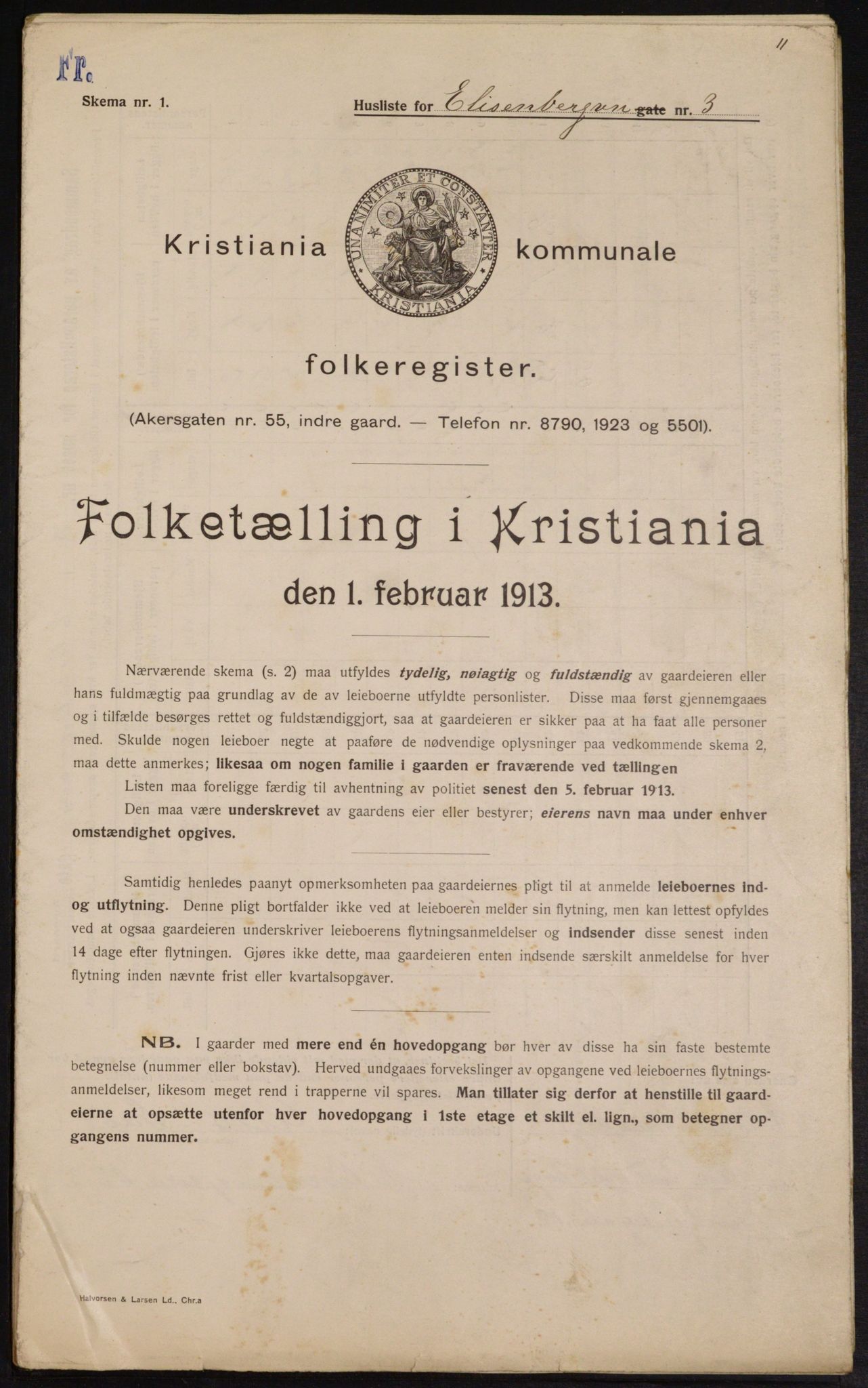 OBA, Municipal Census 1913 for Kristiania, 1913, p. 20511