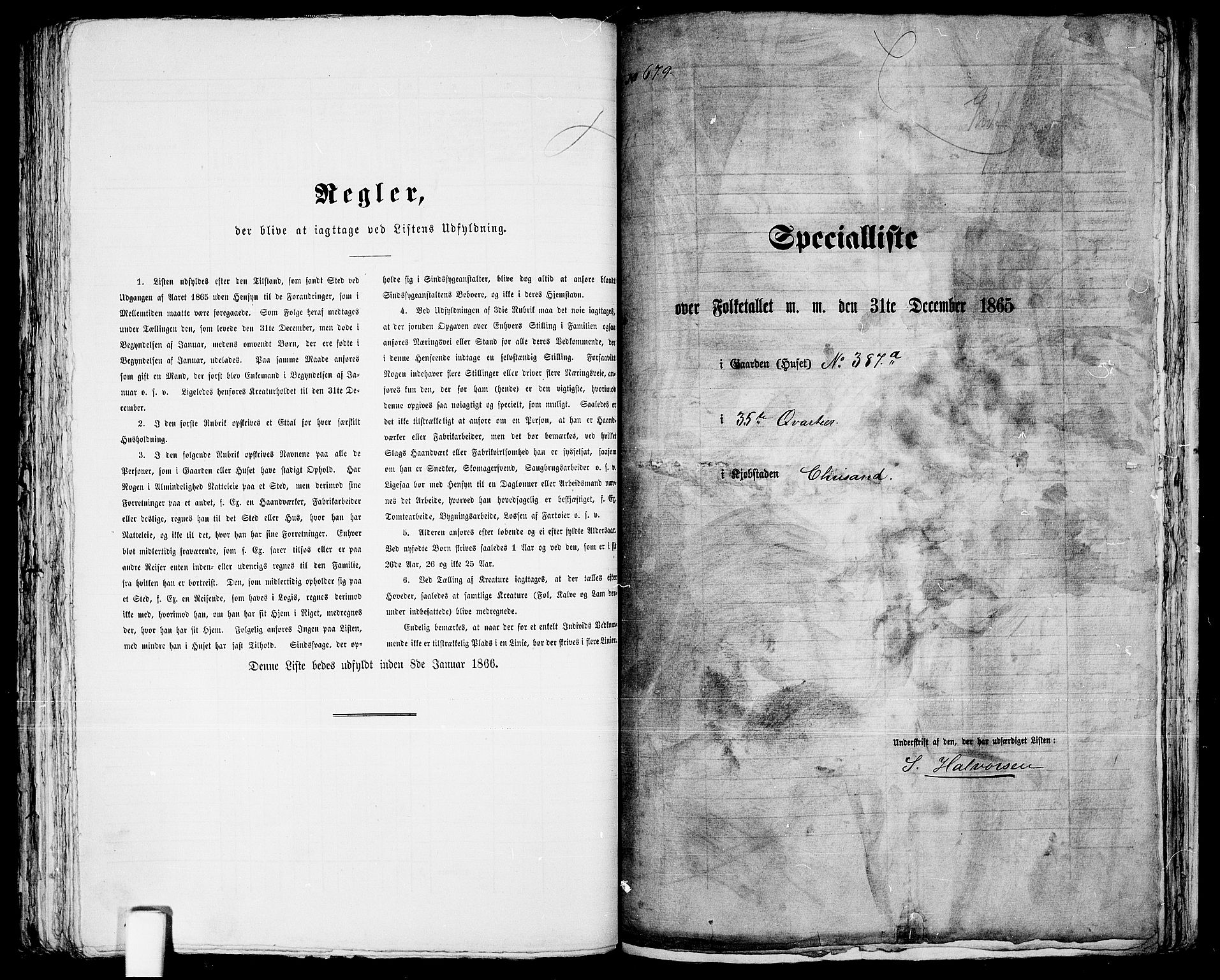 RA, 1865 census for Kristiansand, 1865, p. 1393