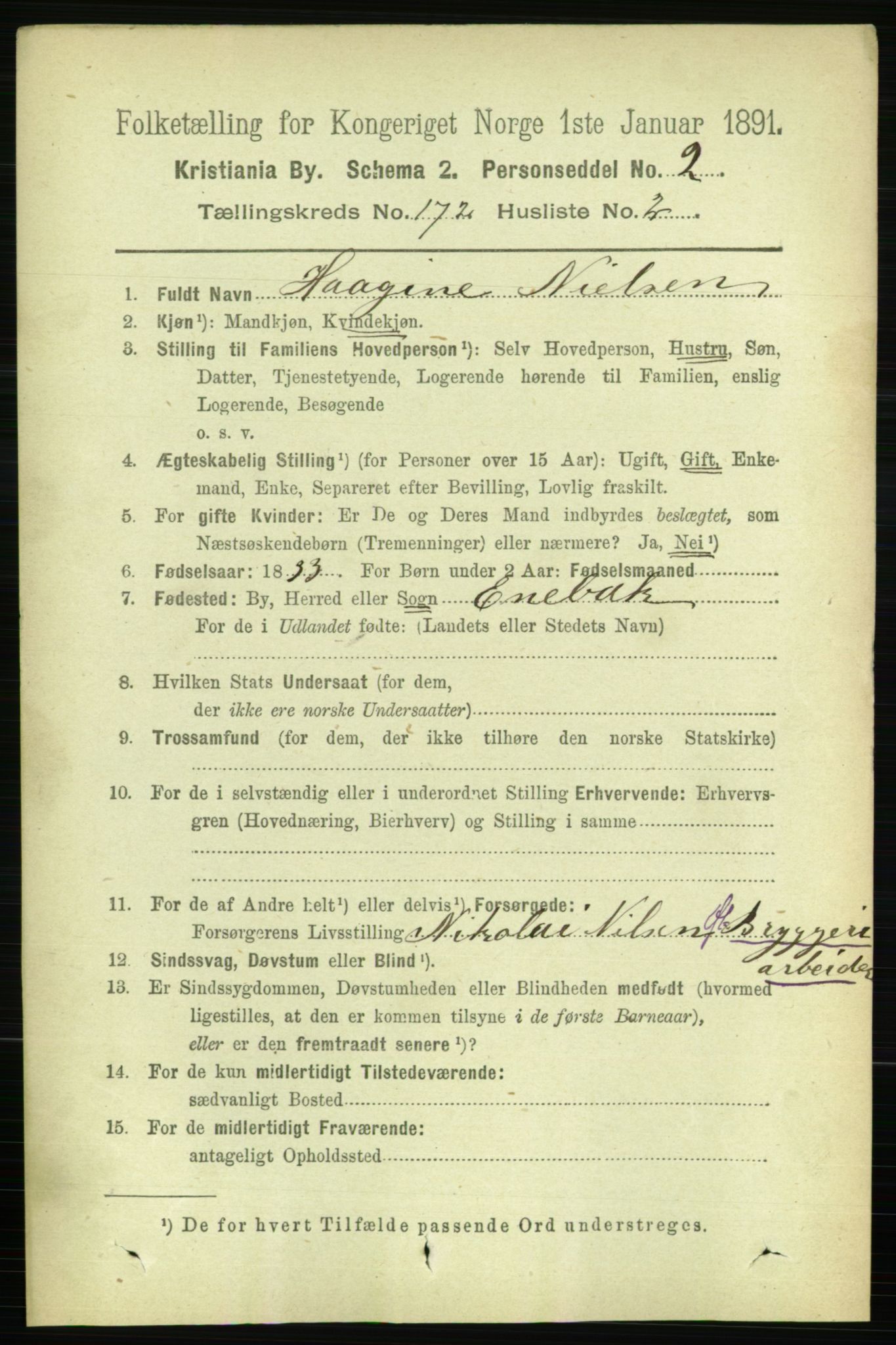 RA, 1891 census for 0301 Kristiania, 1891, p. 101748