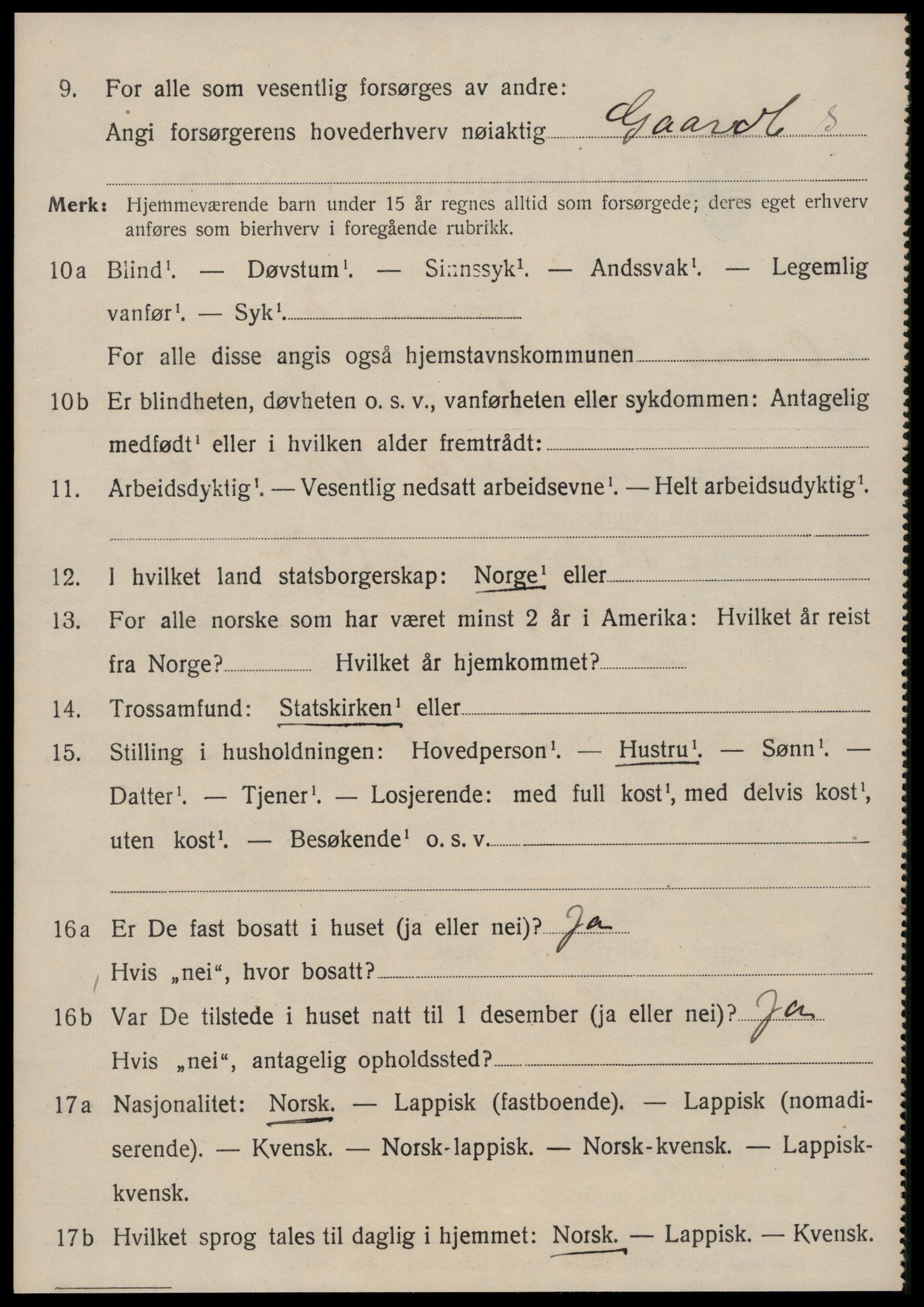 SAT, 1920 census for Oppdal, 1920, p. 4026