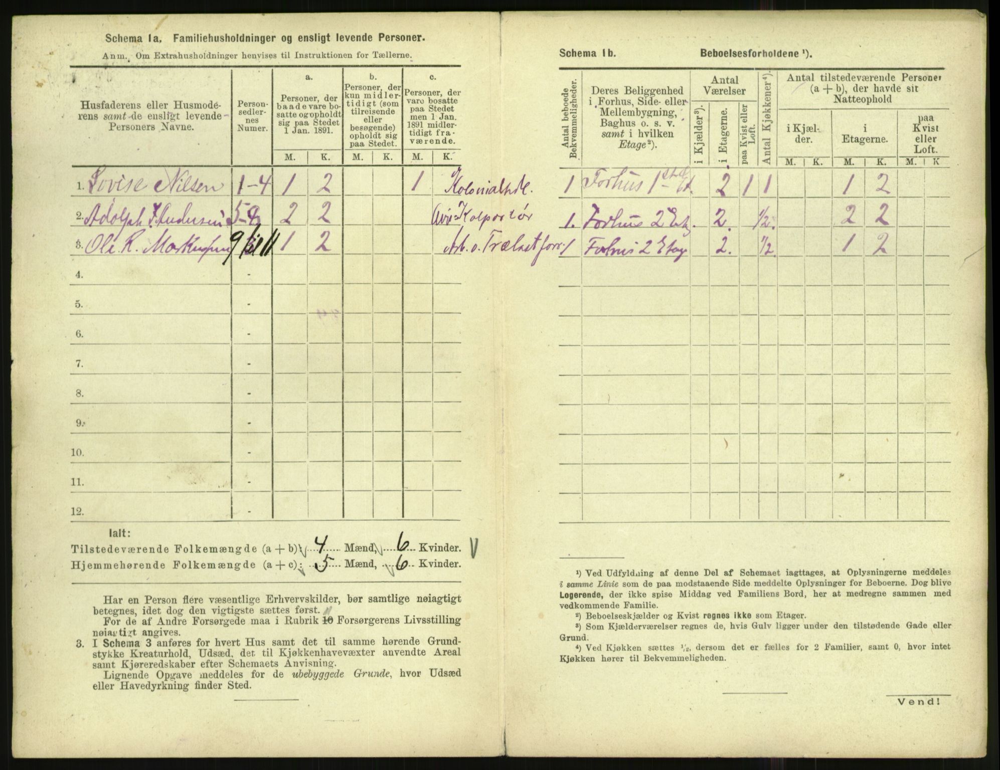 RA, 1891 census for 1001 Kristiansand, 1891, p. 1409