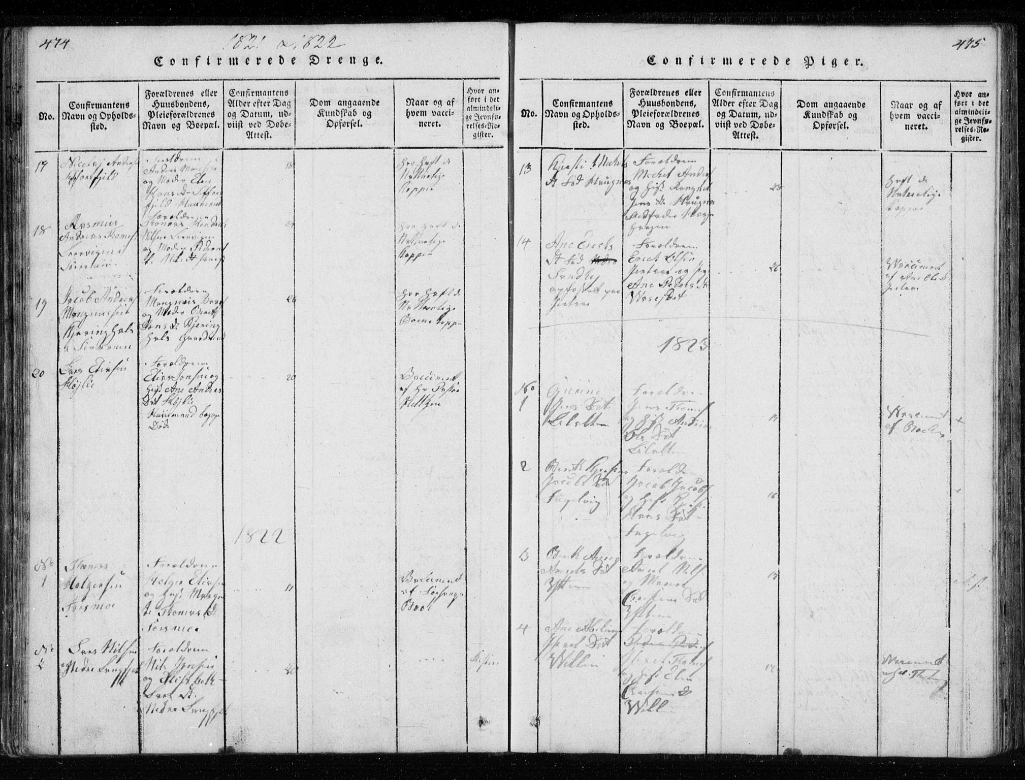 Ministerialprotokoller, klokkerbøker og fødselsregistre - Nordland, SAT/A-1459/827/L0412: Parish register (copy) no. 827C01, 1820-1841, p. 474-475