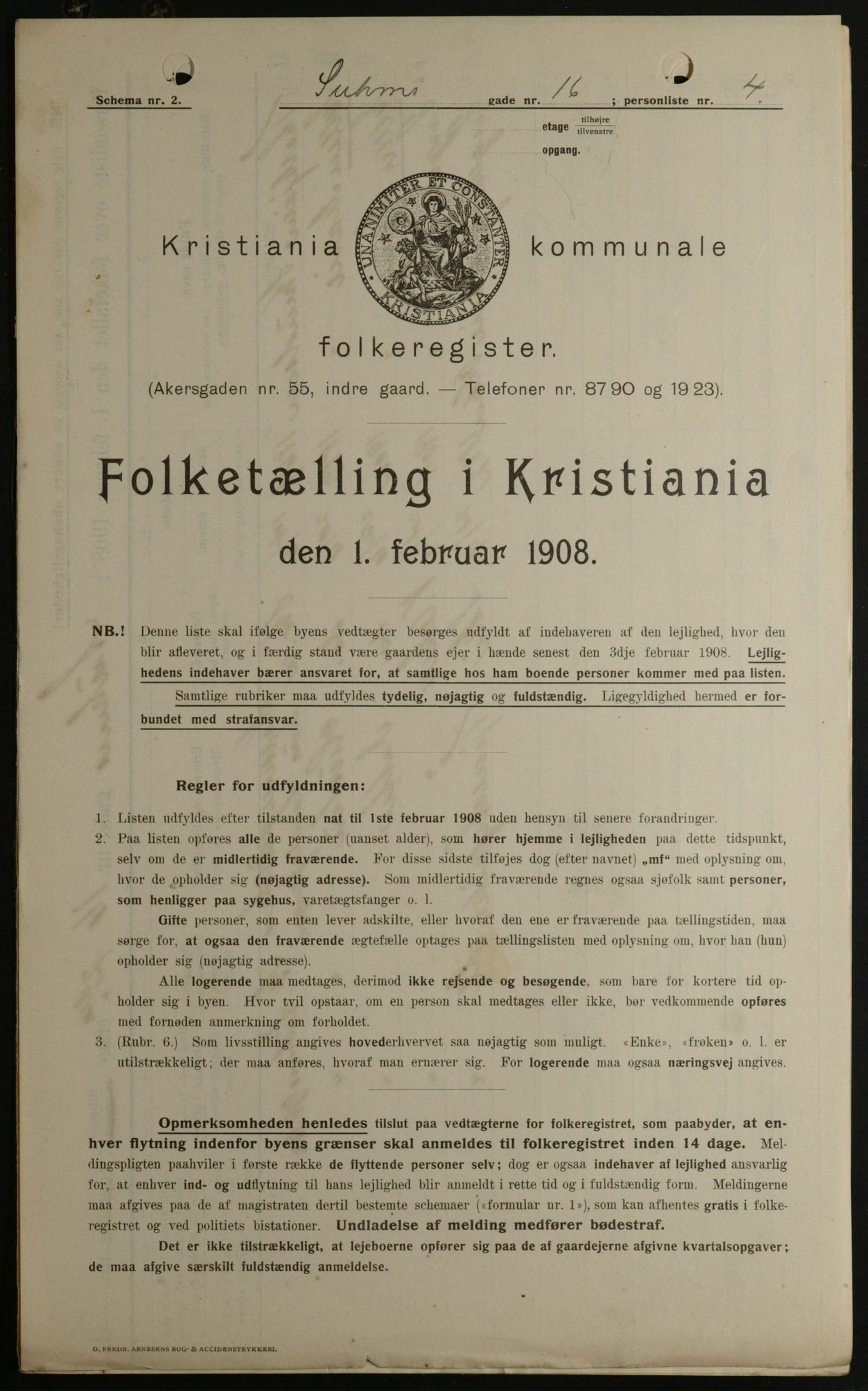 OBA, Municipal Census 1908 for Kristiania, 1908, p. 94138