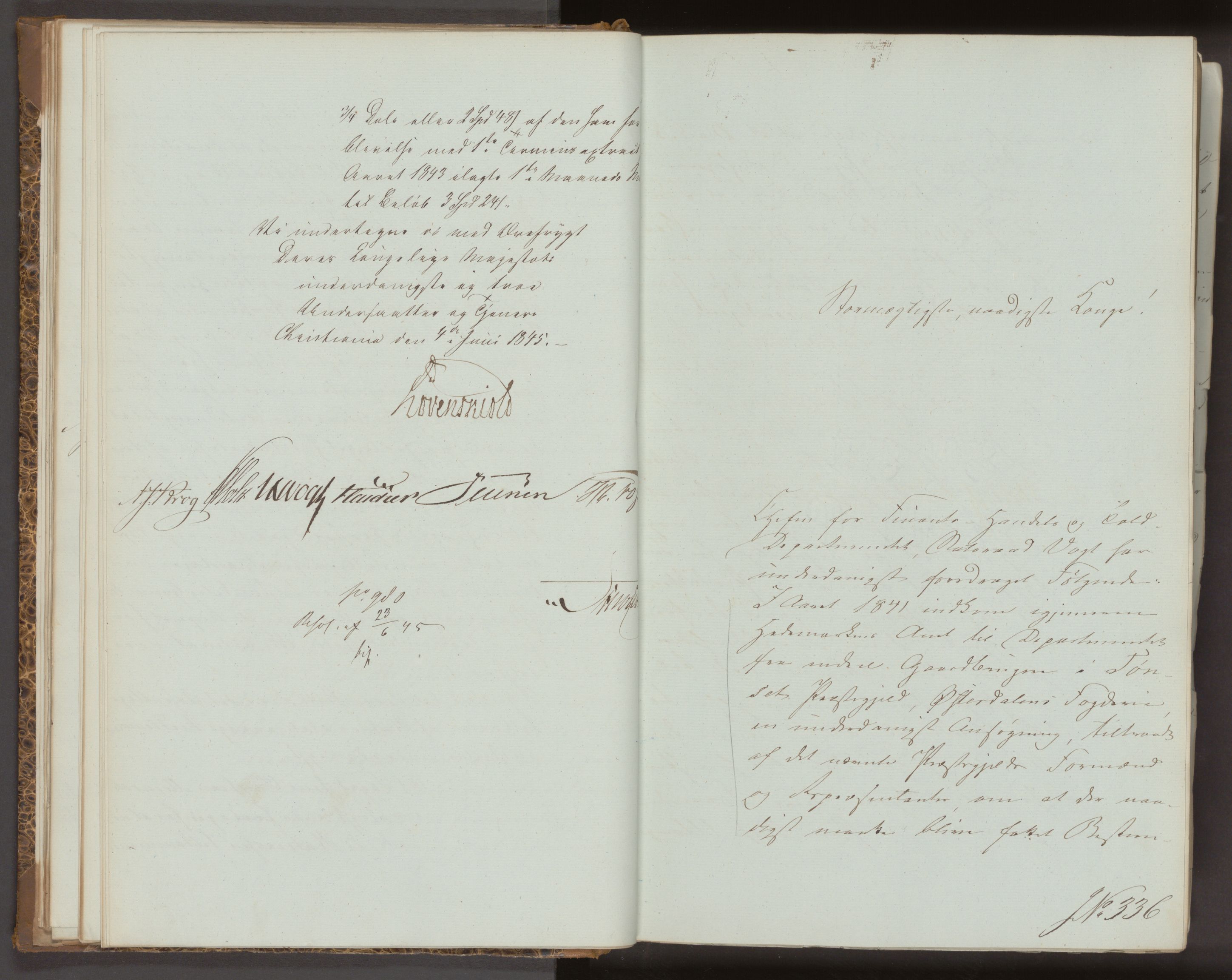 Statsrådsavdelingen i Stockholm, AV/RA-S-1003/D/Da/L0217: Regjeringsinnstillinger nr. 323-474, 1845