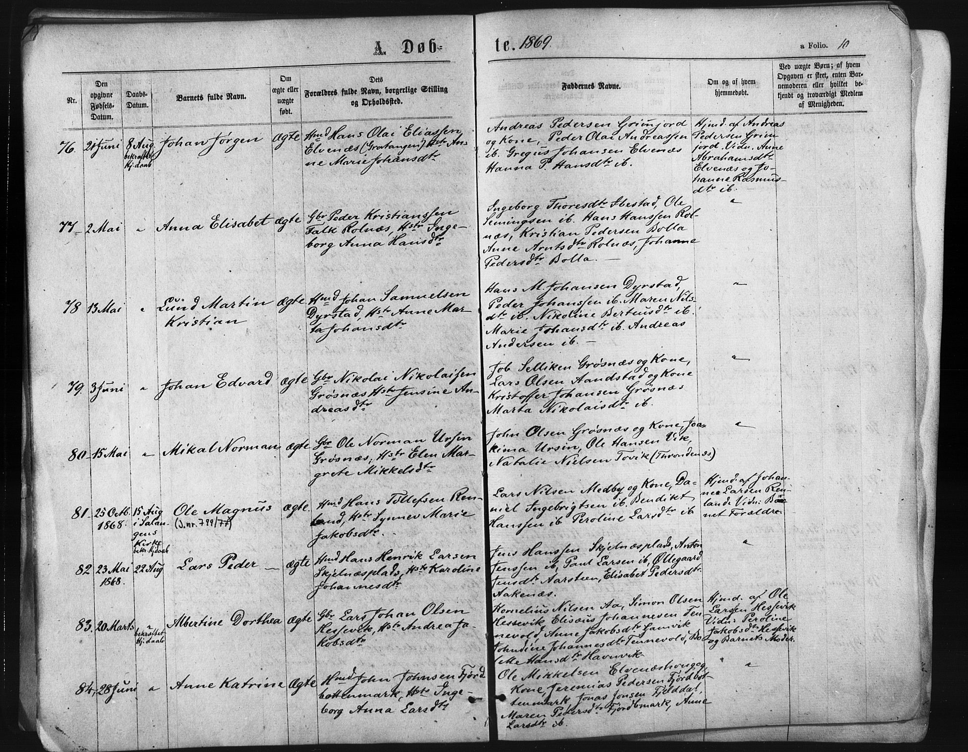Ibestad sokneprestembete, SATØ/S-0077/H/Ha/Haa/L0010kirke: Parish register (official) no. 10, 1869-1879, p. 10