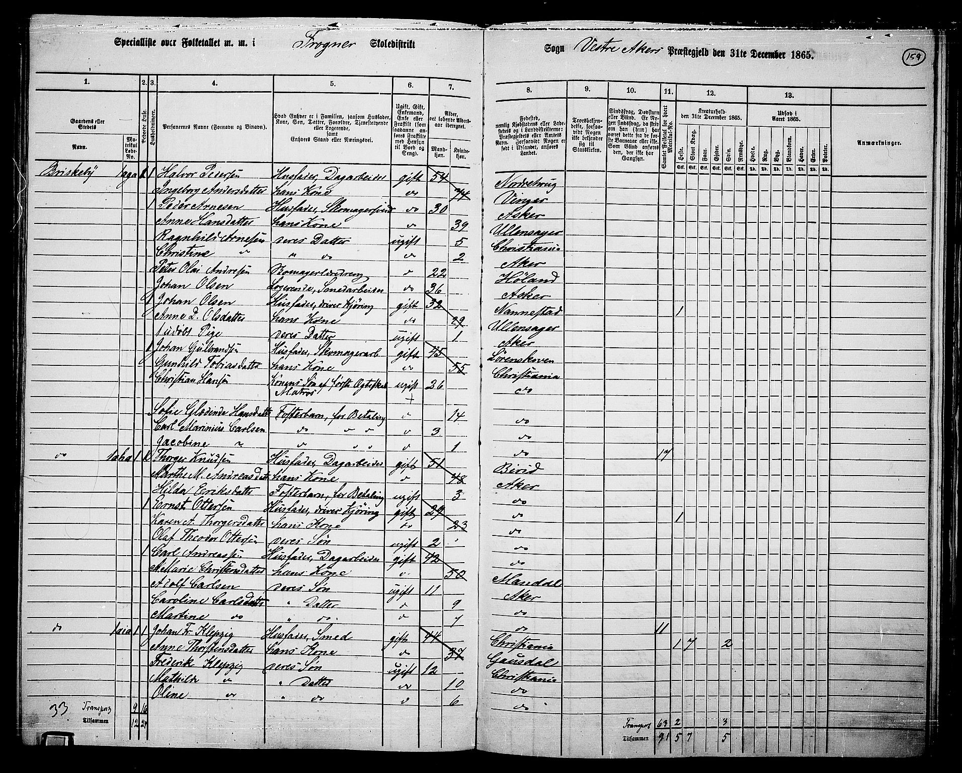 RA, 1865 census for Vestre Aker, 1865, p. 324