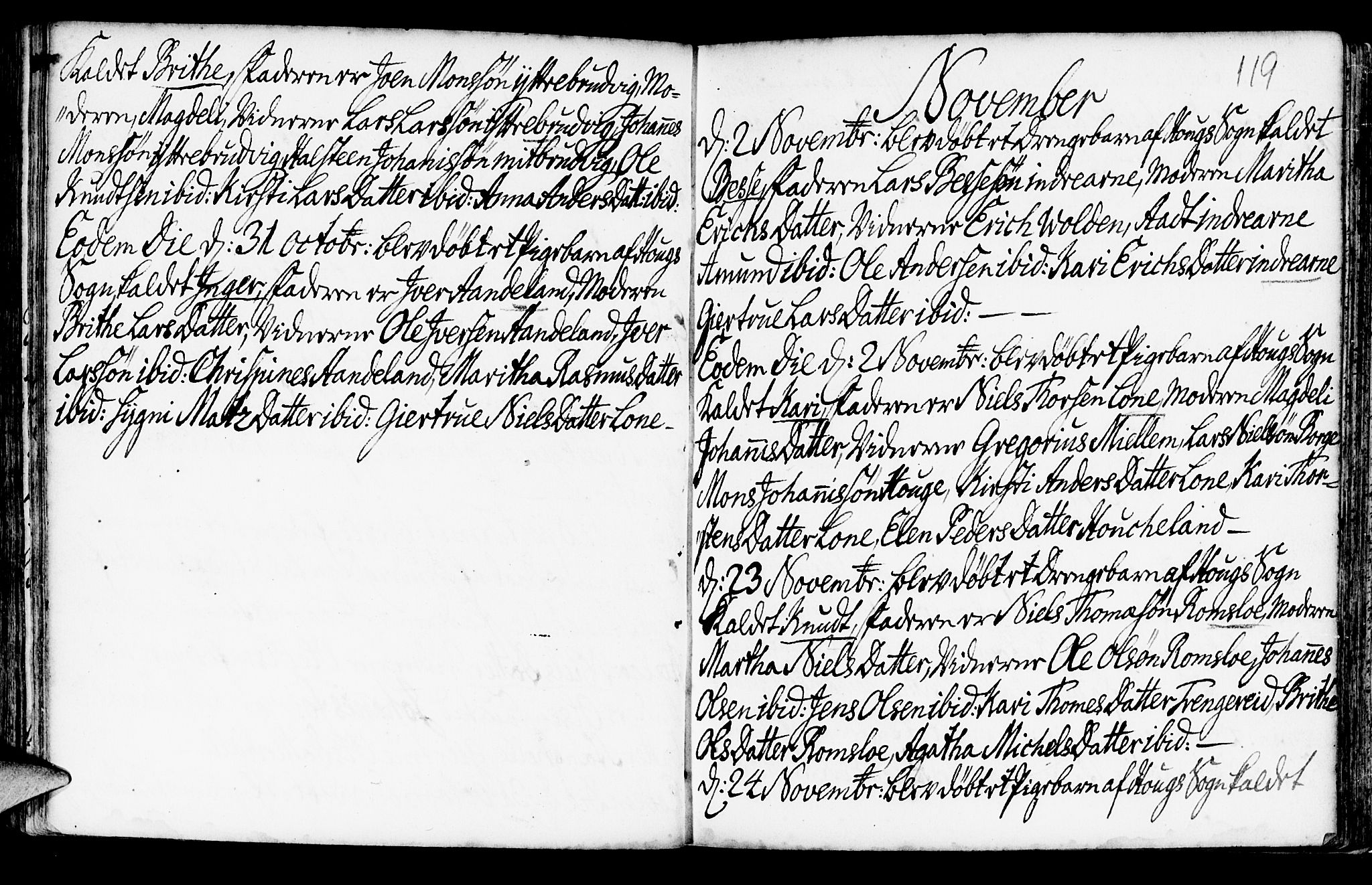 Haus sokneprestembete, SAB/A-75601/H/Haa: Parish register (official) no. A 6, 1748-1758, p. 119