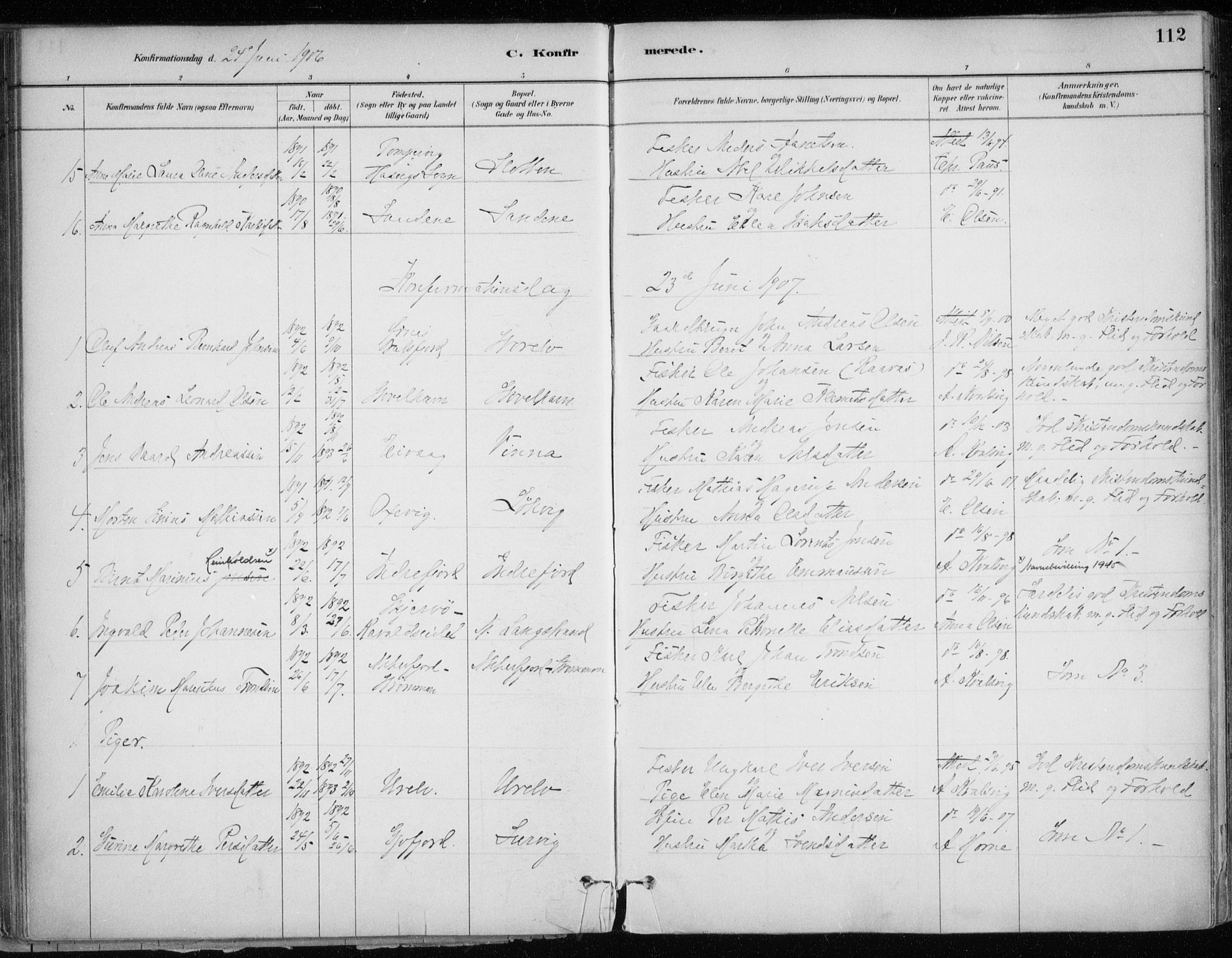 Hammerfest sokneprestkontor, SATØ/S-1347/H/Ha/L0013.kirke: Parish register (official) no. 13, 1898-1917, p. 112