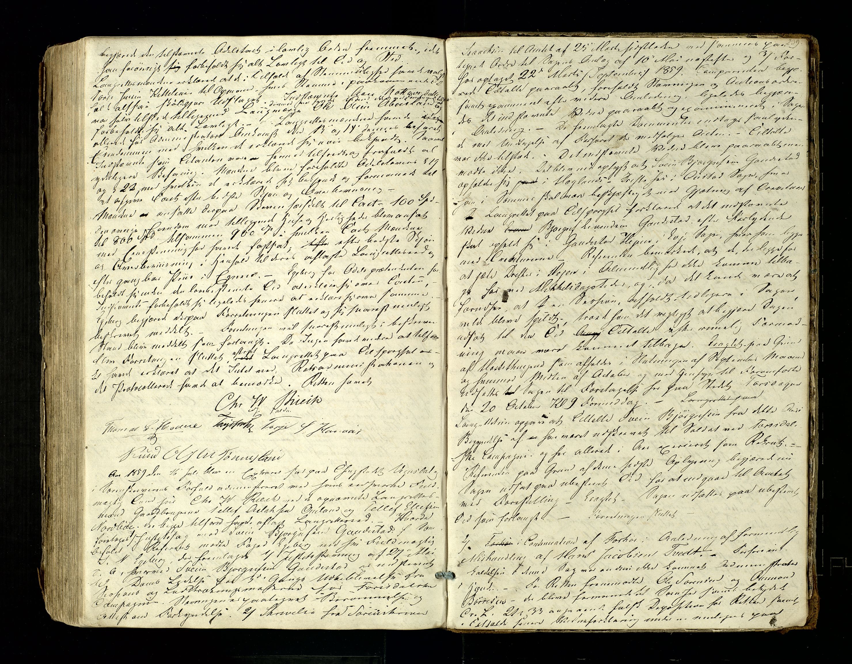 Setesdal sorenskriveri, AV/SAK-1221-0011/F/Fb/L0005: Ekstrarettsprotokoll nr. 5, 1854-1859, p. 239