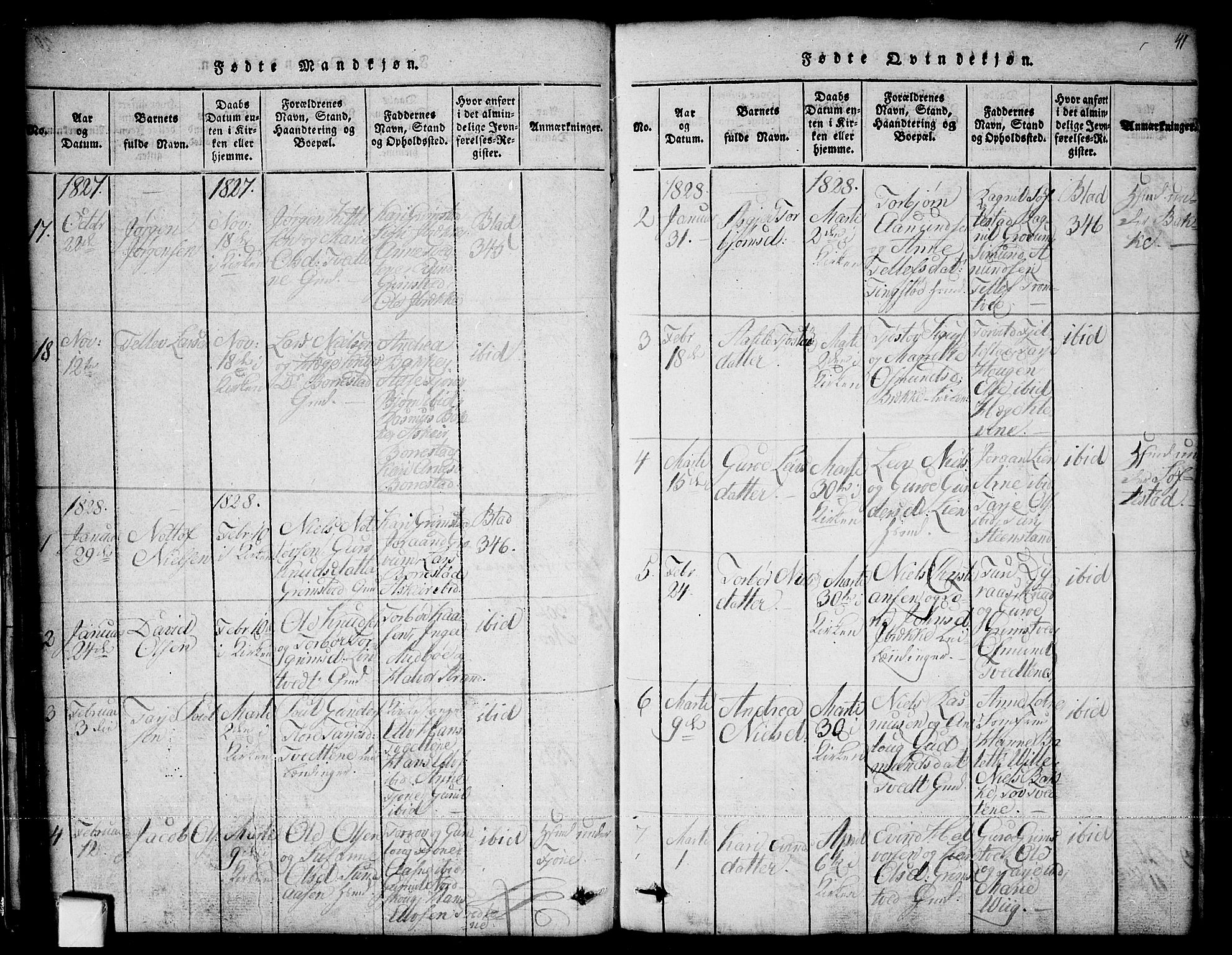 Nissedal kirkebøker, SAKO/A-288/G/Ga/L0001: Parish register (copy) no. I 1, 1814-1860, p. 41