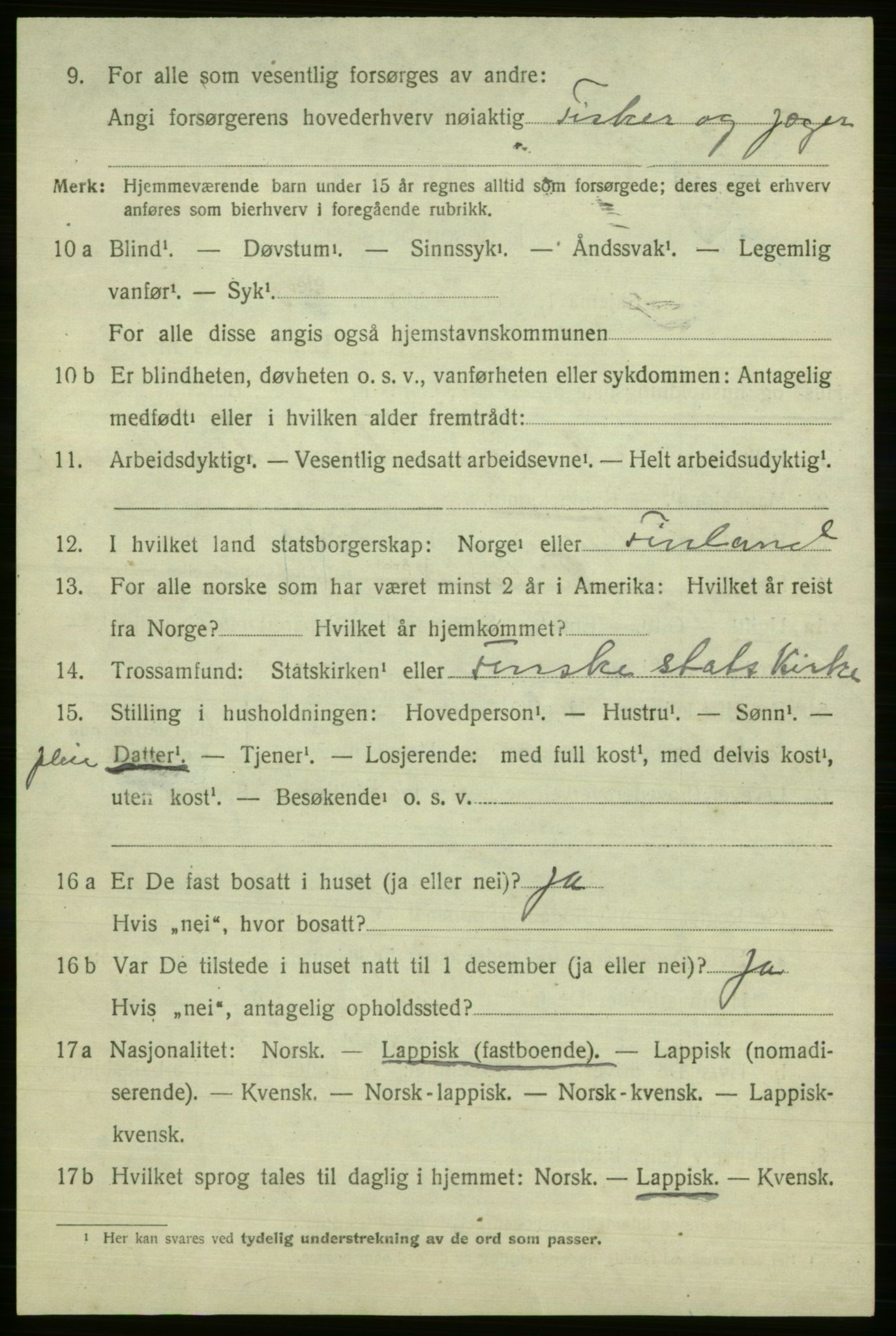 SATØ, 1920 census for Polmak, 1920, p. 1320