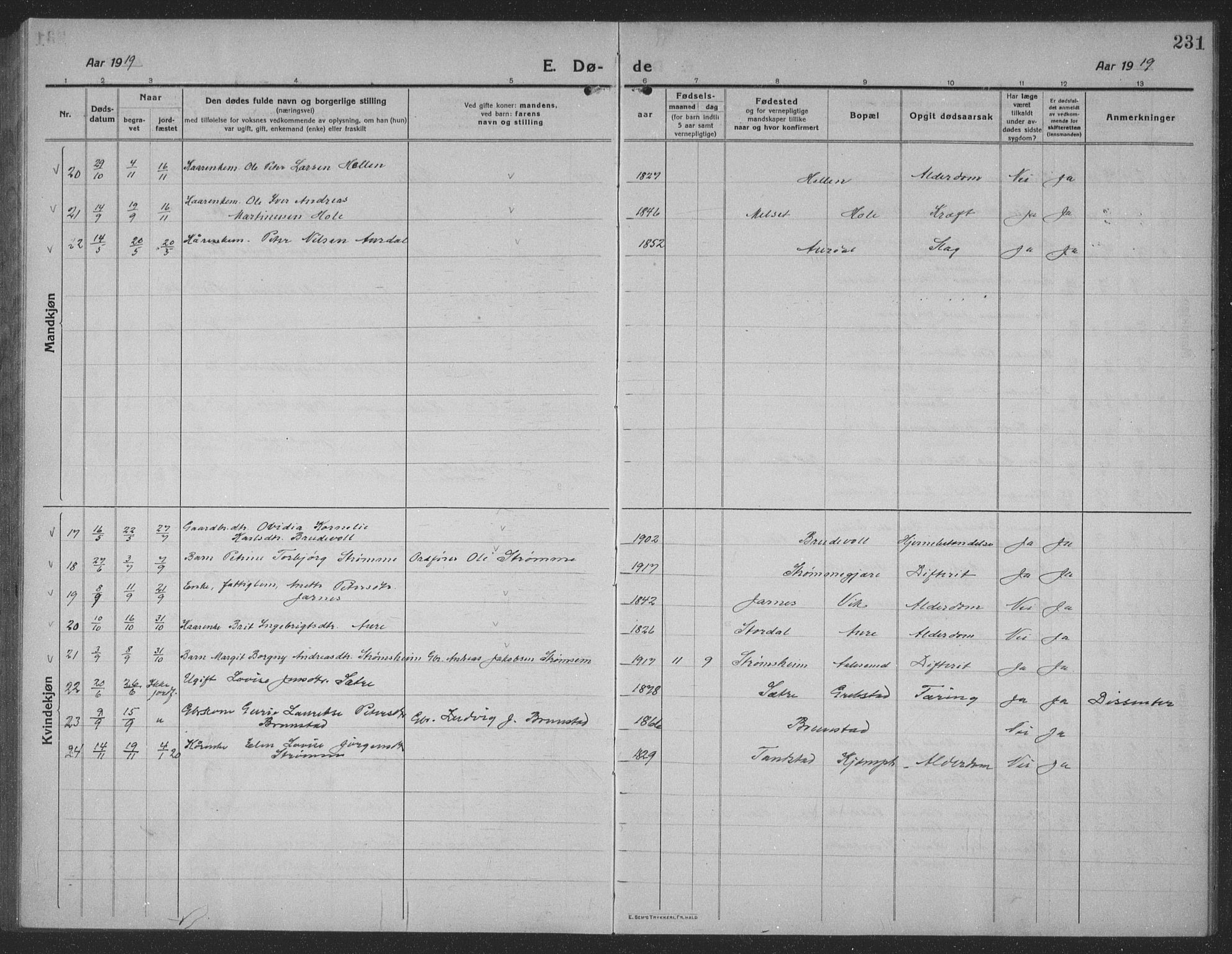 Ministerialprotokoller, klokkerbøker og fødselsregistre - Møre og Romsdal, AV/SAT-A-1454/523/L0342: Parish register (copy) no. 523C05, 1916-1937, p. 231