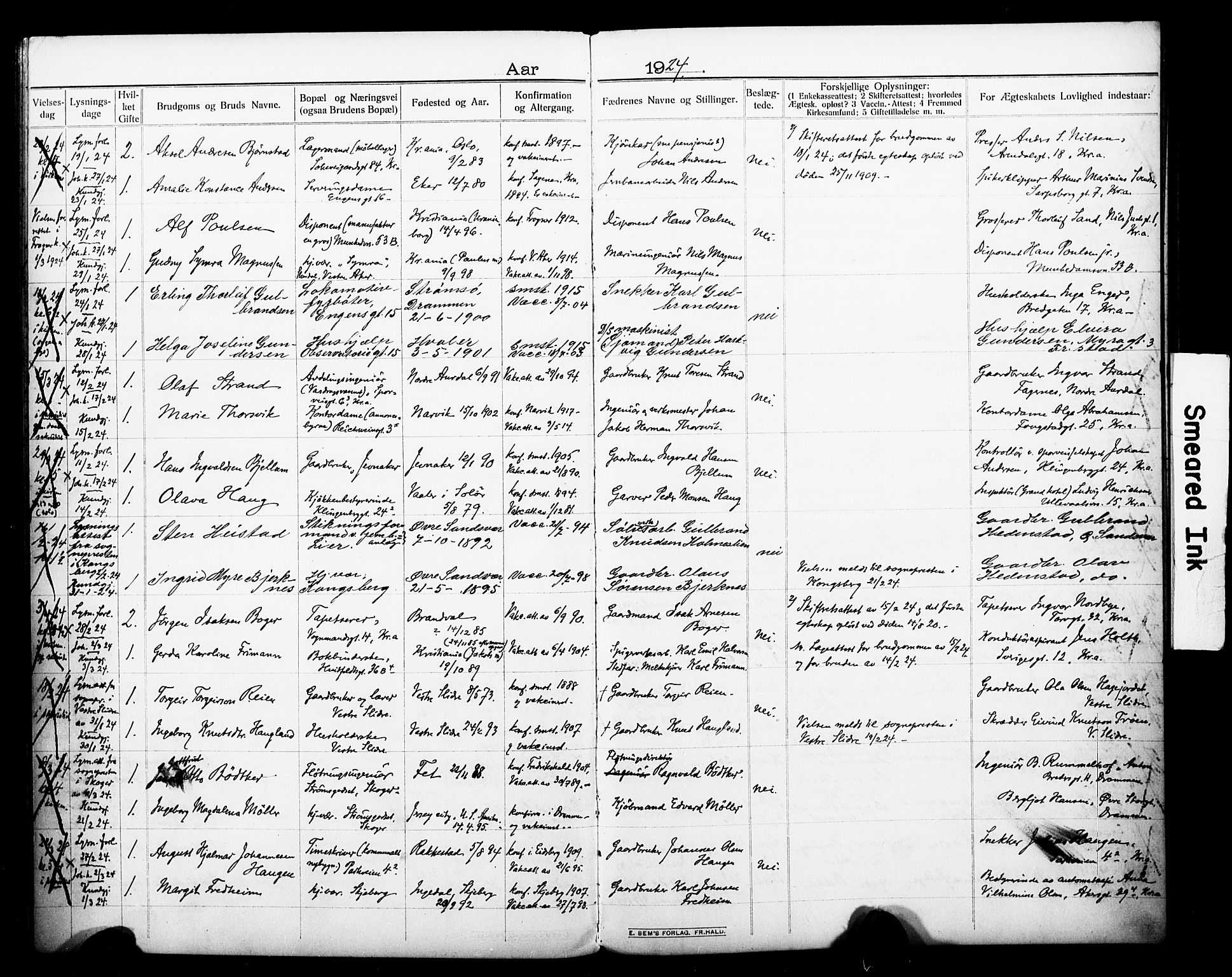 Johannes prestekontor Kirkebøker, AV/SAO-A-10852/H/Ha/L0005: Banns register no. 5, 1912-1930