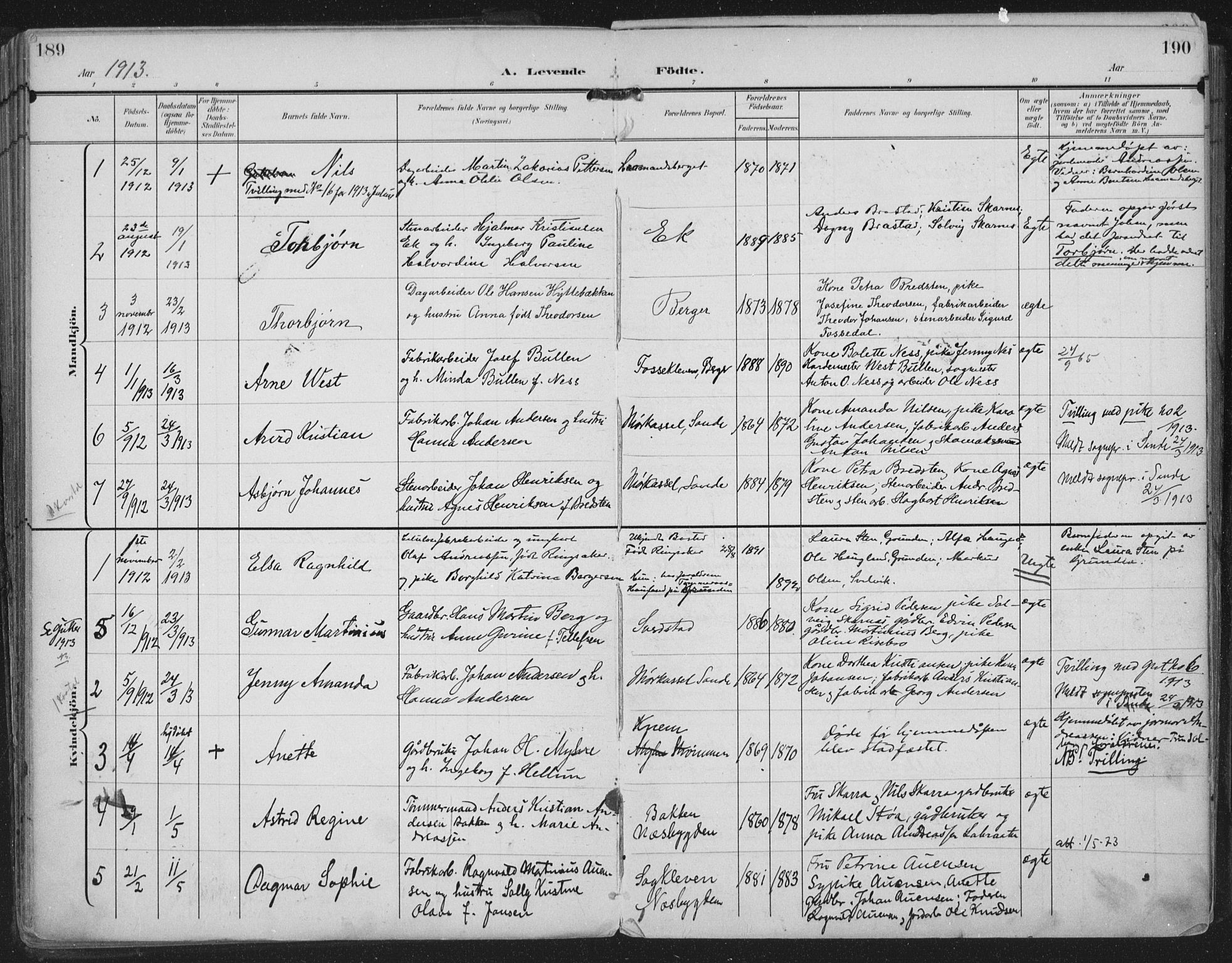 Strømm kirkebøker, AV/SAKO-A-322/F/Fa/L0005: Parish register (official) no. I 5, 1898-1919, p. 189-190