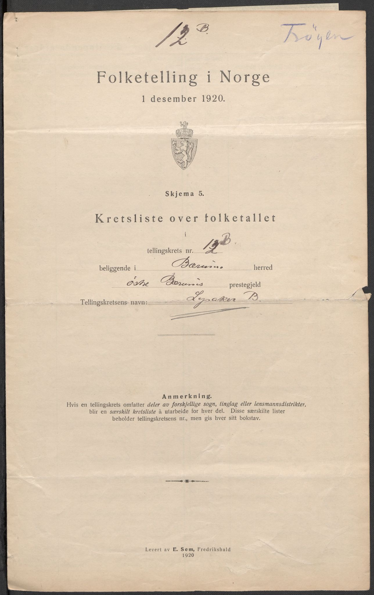 SAO, 1920 census for Bærum, 1920, p. 55