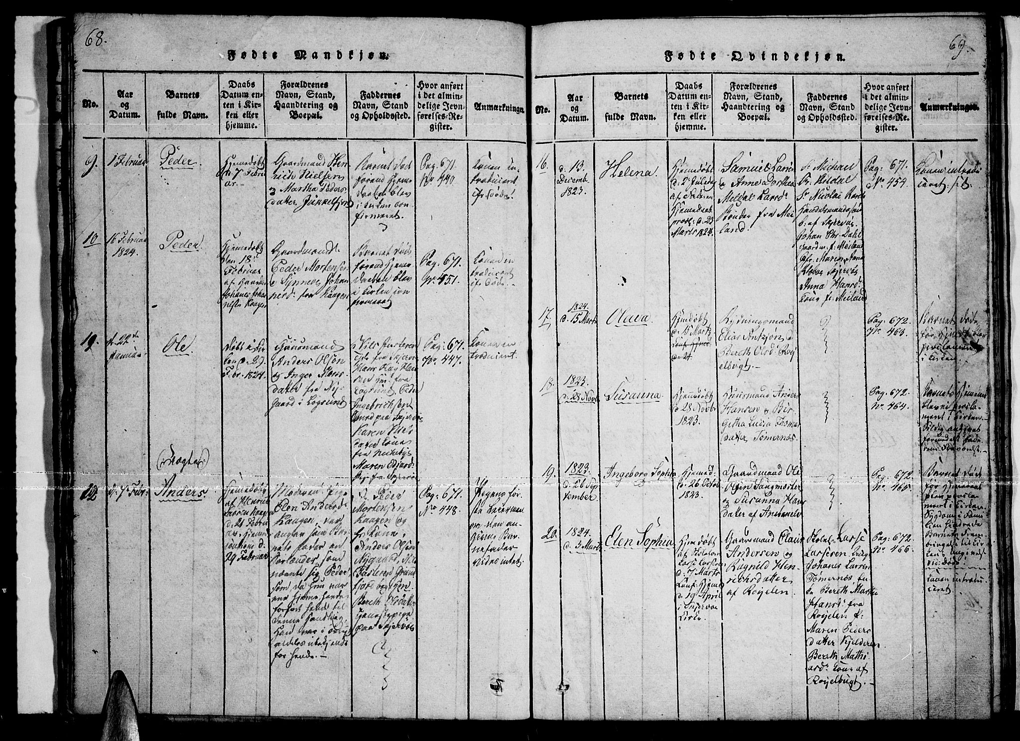 Skjervøy sokneprestkontor, AV/SATØ-S-1300/H/Ha/Haa/L0004kirke: Parish register (official) no. 4, 1820-1838, p. 68-69