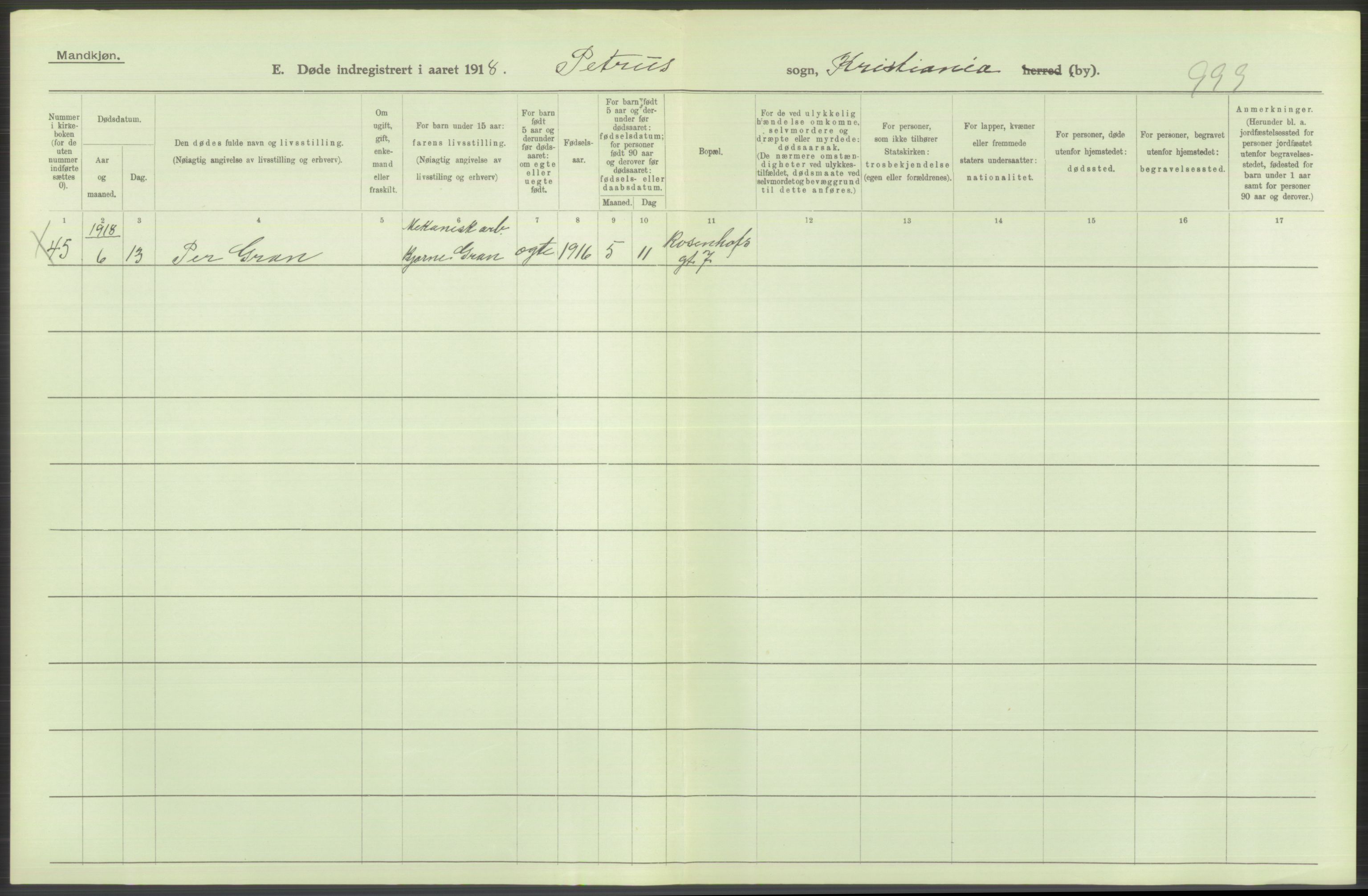 Statistisk sentralbyrå, Sosiodemografiske emner, Befolkning, AV/RA-S-2228/D/Df/Dfb/Dfbh/L0010: Kristiania: Døde, 1918, p. 570