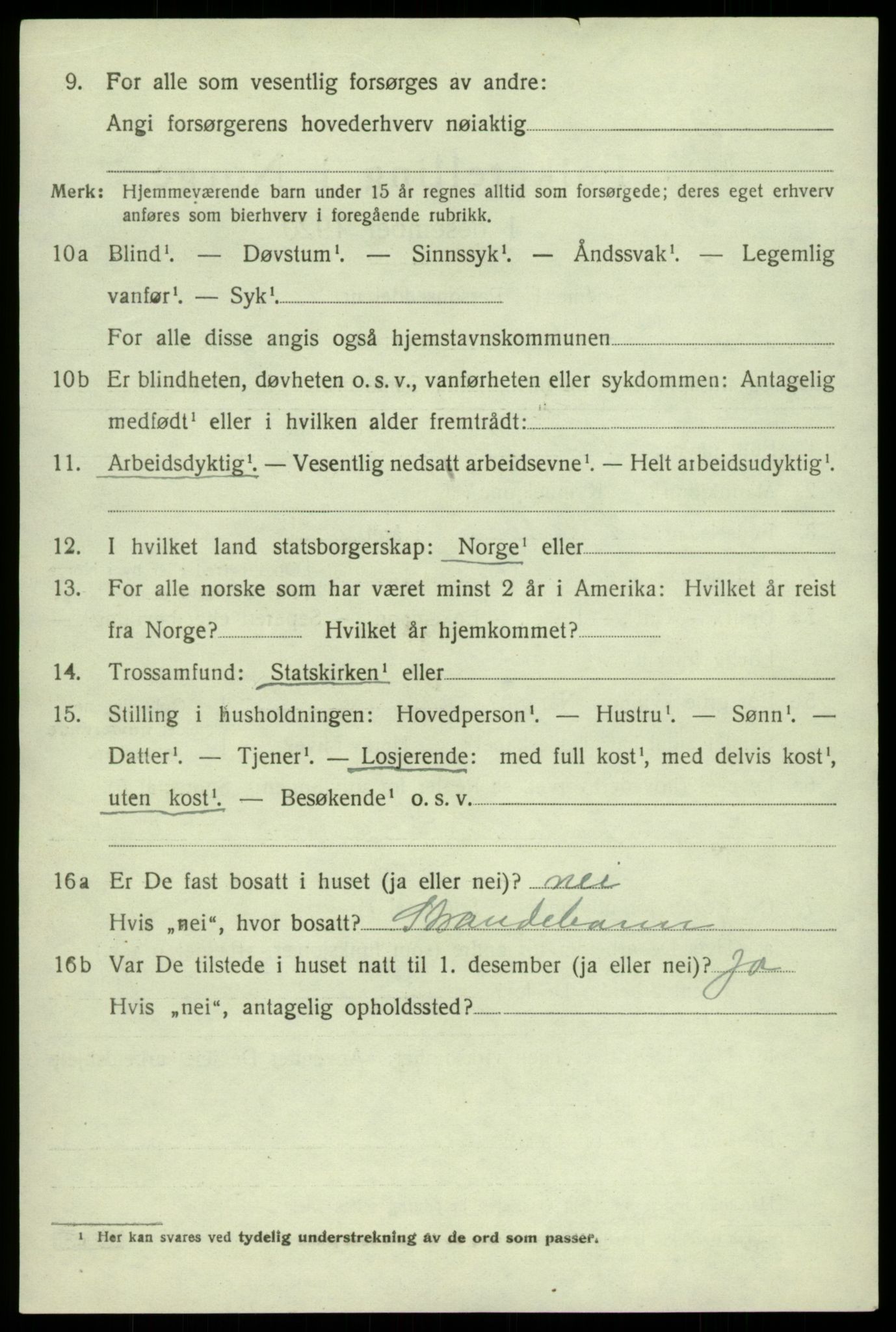 SAB, 1920 census for Jondal, 1920, p. 2197