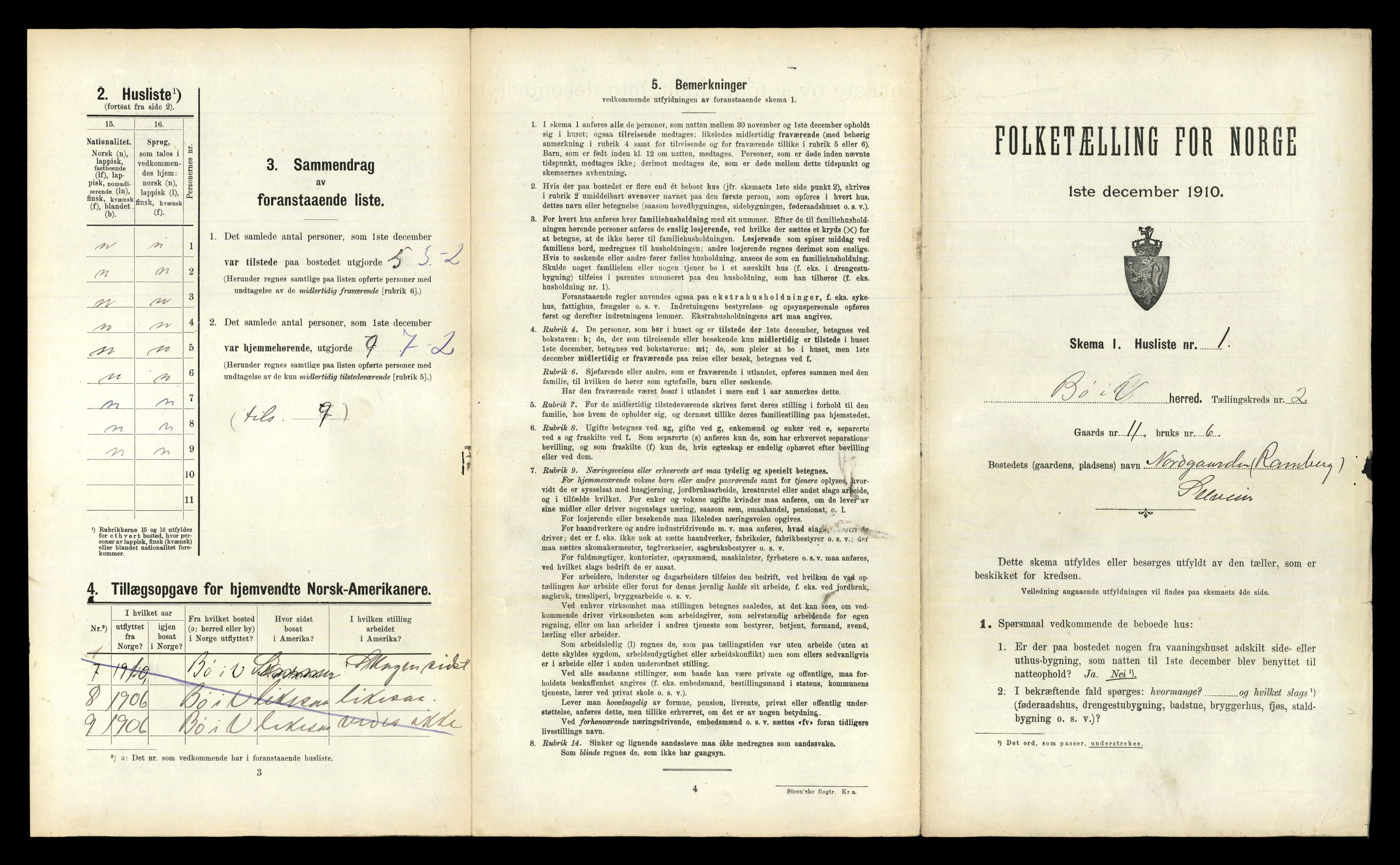 RA, 1910 census for Bø, 1910, p. 175