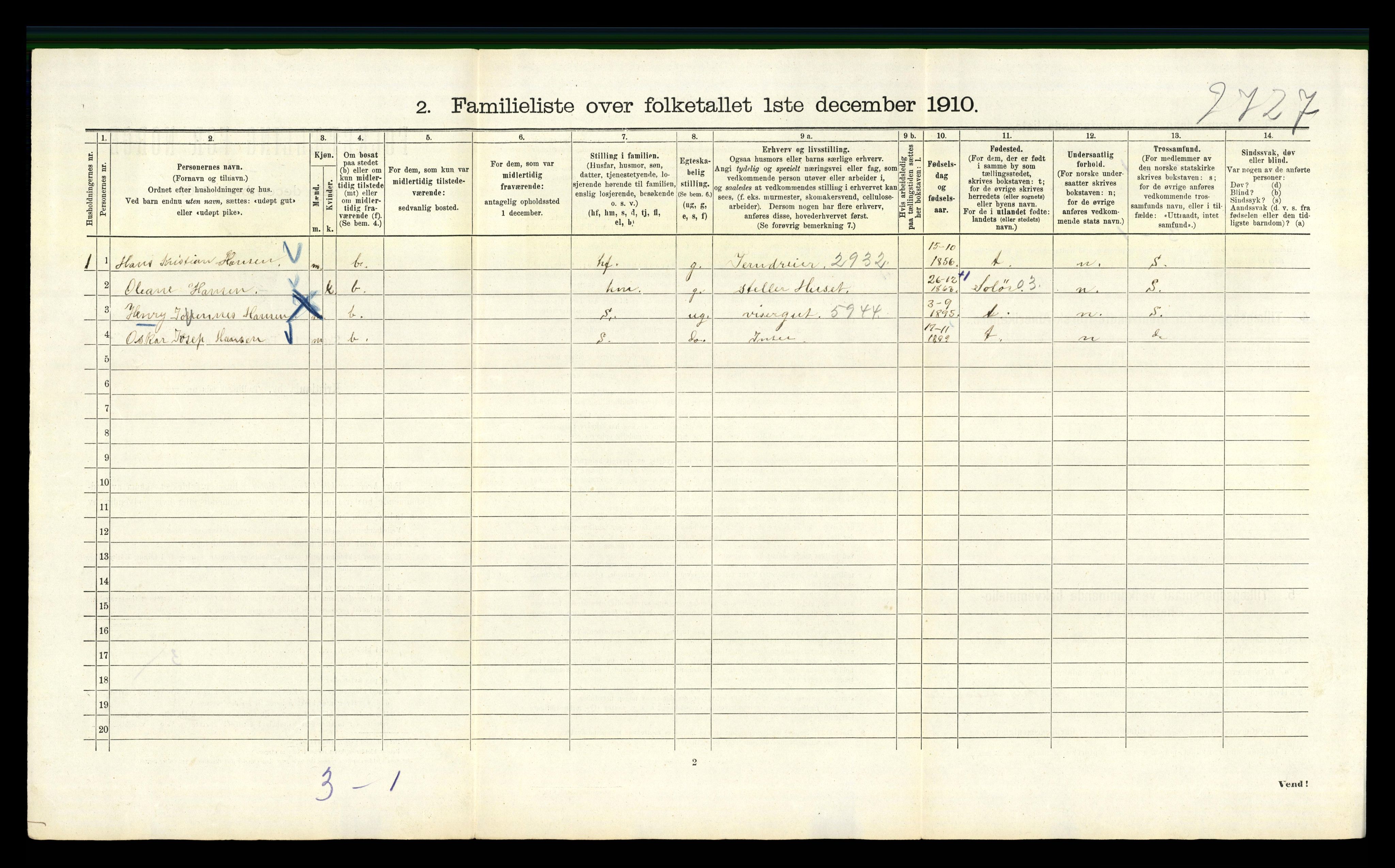 RA, 1910 census for Kristiania, 1910, p. 4788