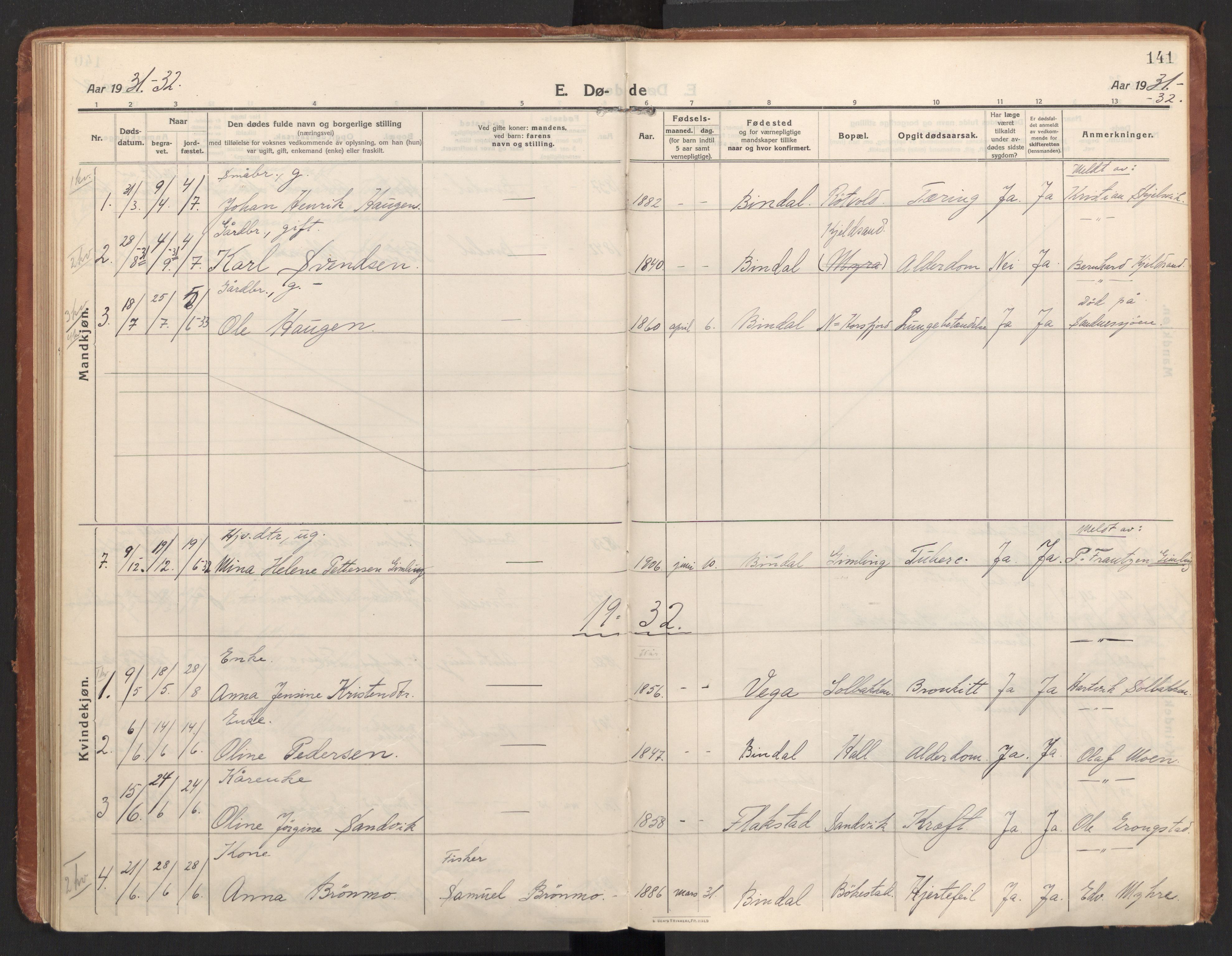 Ministerialprotokoller, klokkerbøker og fødselsregistre - Nordland, AV/SAT-A-1459/811/L0168: Parish register (official) no. 811A05, 1914-1932, p. 141