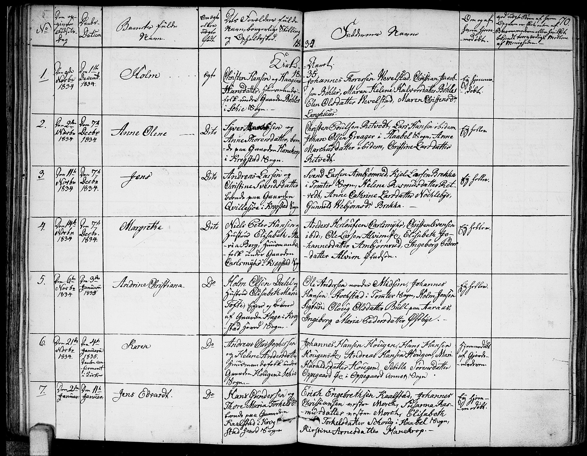 Kråkstad prestekontor Kirkebøker, SAO/A-10125a/F/Fa/L0004: Parish register (official) no. I 4, 1825-1837, p. 70
