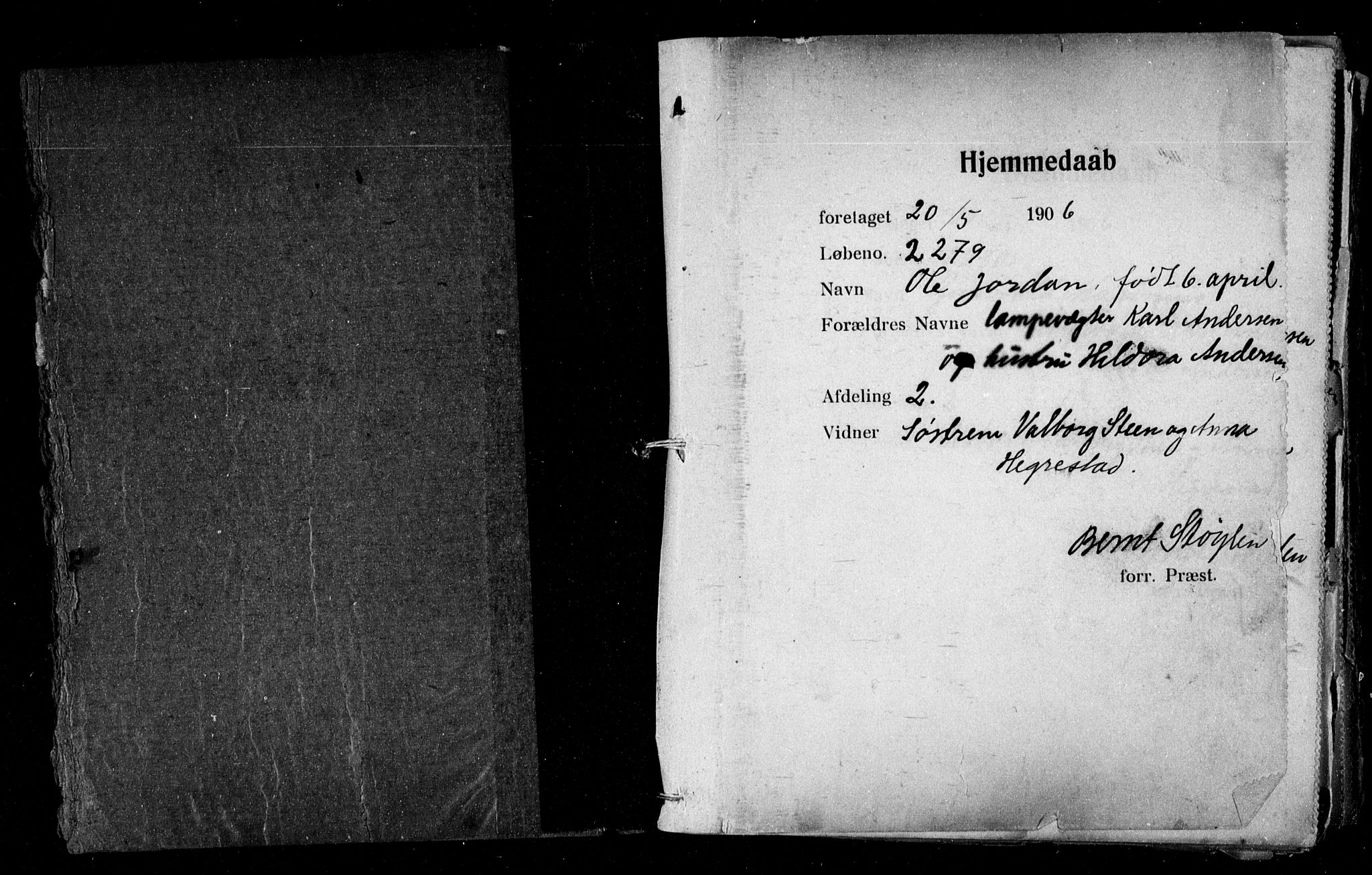 Ullevål sykehus prestekontor Kirkebøker, AV/SAO-A-10542a/K/Ka/L0001: Baptism register no. 1, 1906-1914