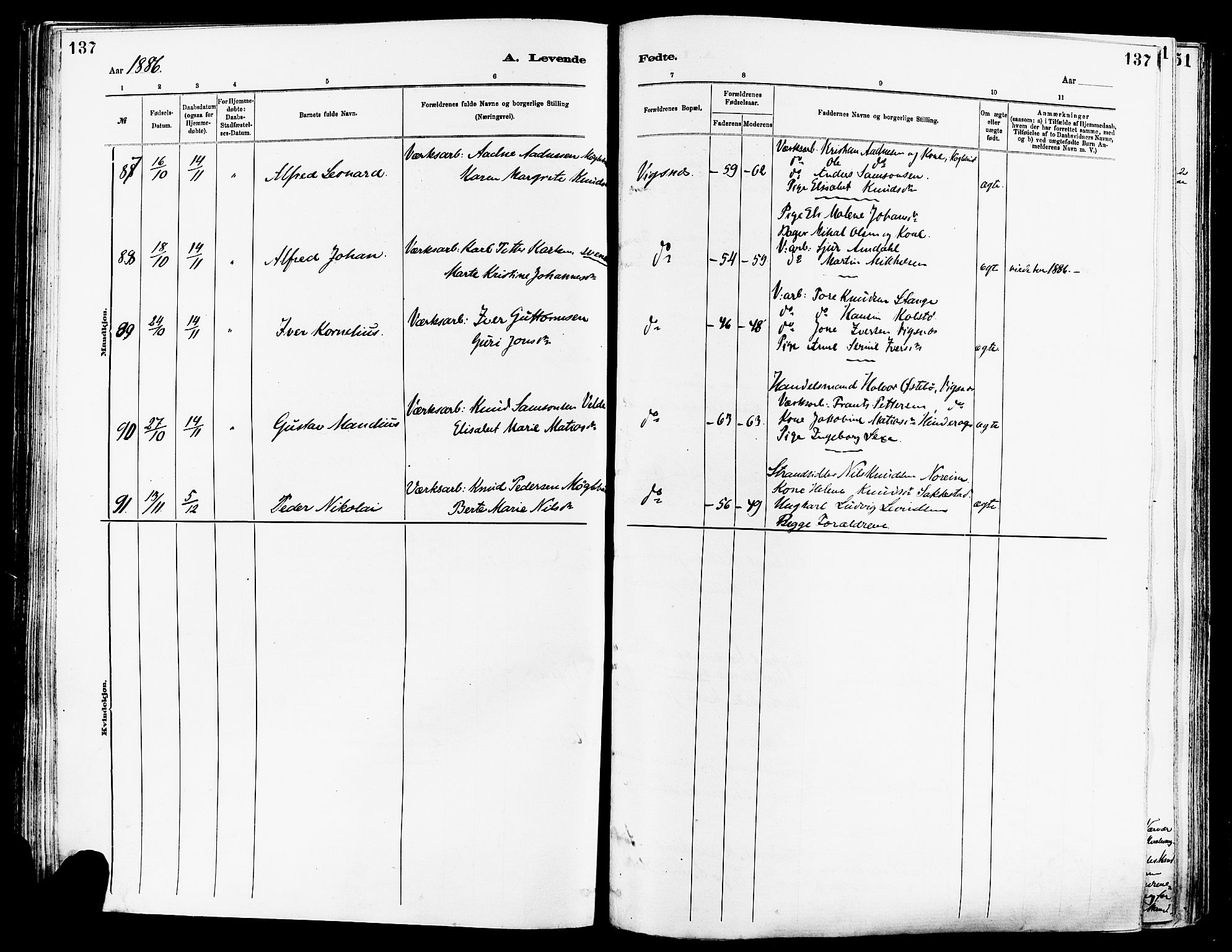 Avaldsnes sokneprestkontor, AV/SAST-A -101851/H/Ha/Haa/L0014: Parish register (official) no. A 14, 1880-1889, p. 137