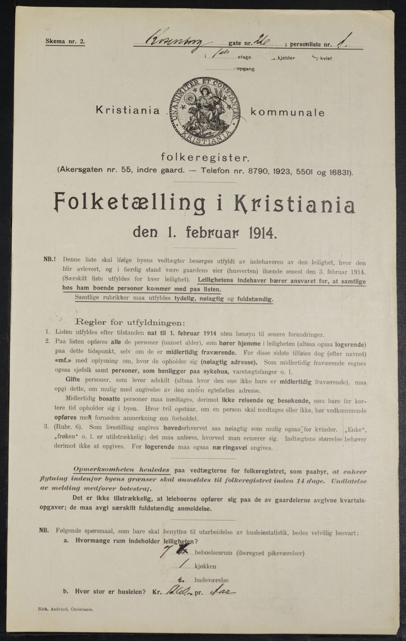 OBA, Municipal Census 1914 for Kristiania, 1914, p. 83567