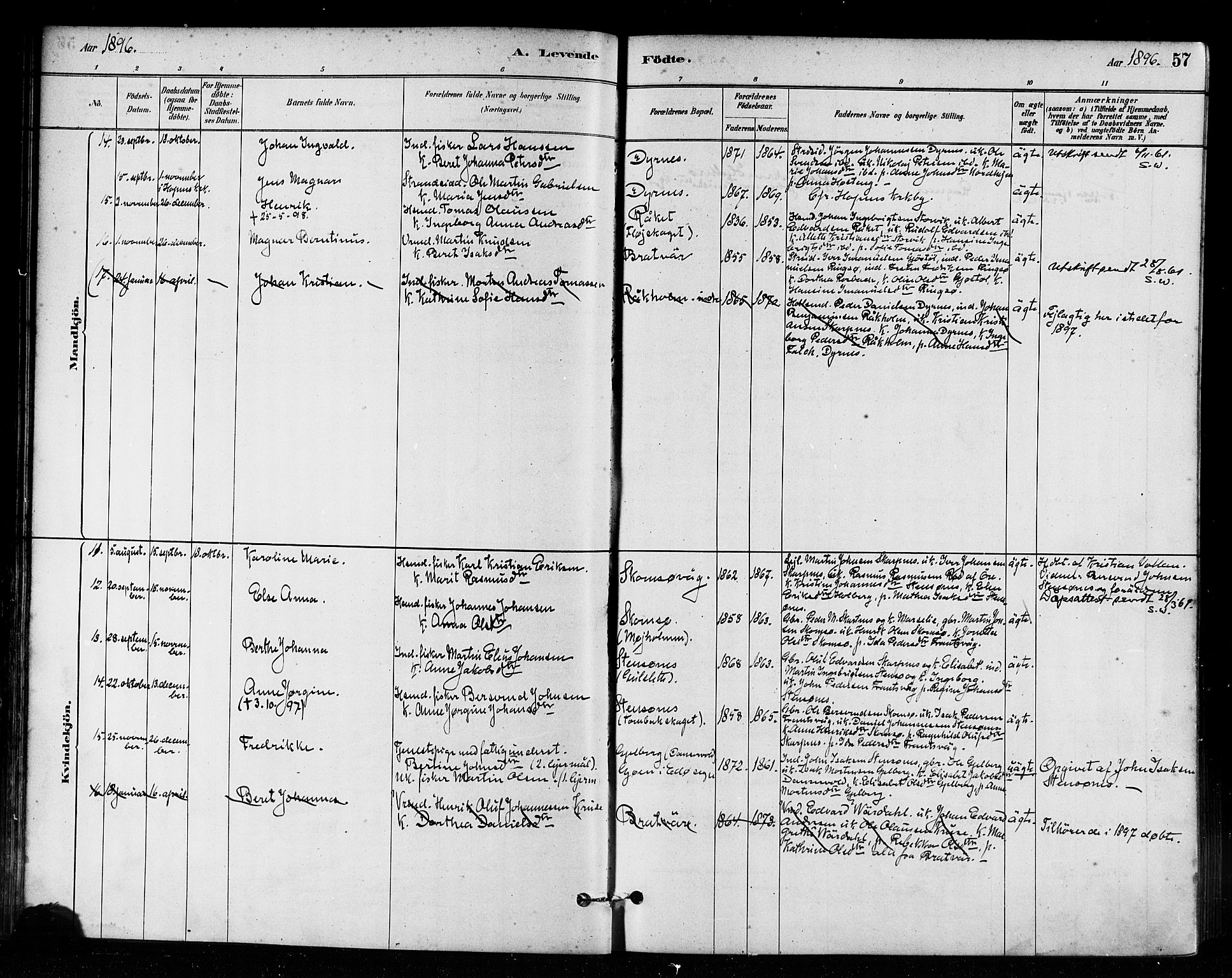 Ministerialprotokoller, klokkerbøker og fødselsregistre - Møre og Romsdal, AV/SAT-A-1454/582/L0947: Parish register (official) no. 582A01, 1880-1900, p. 57