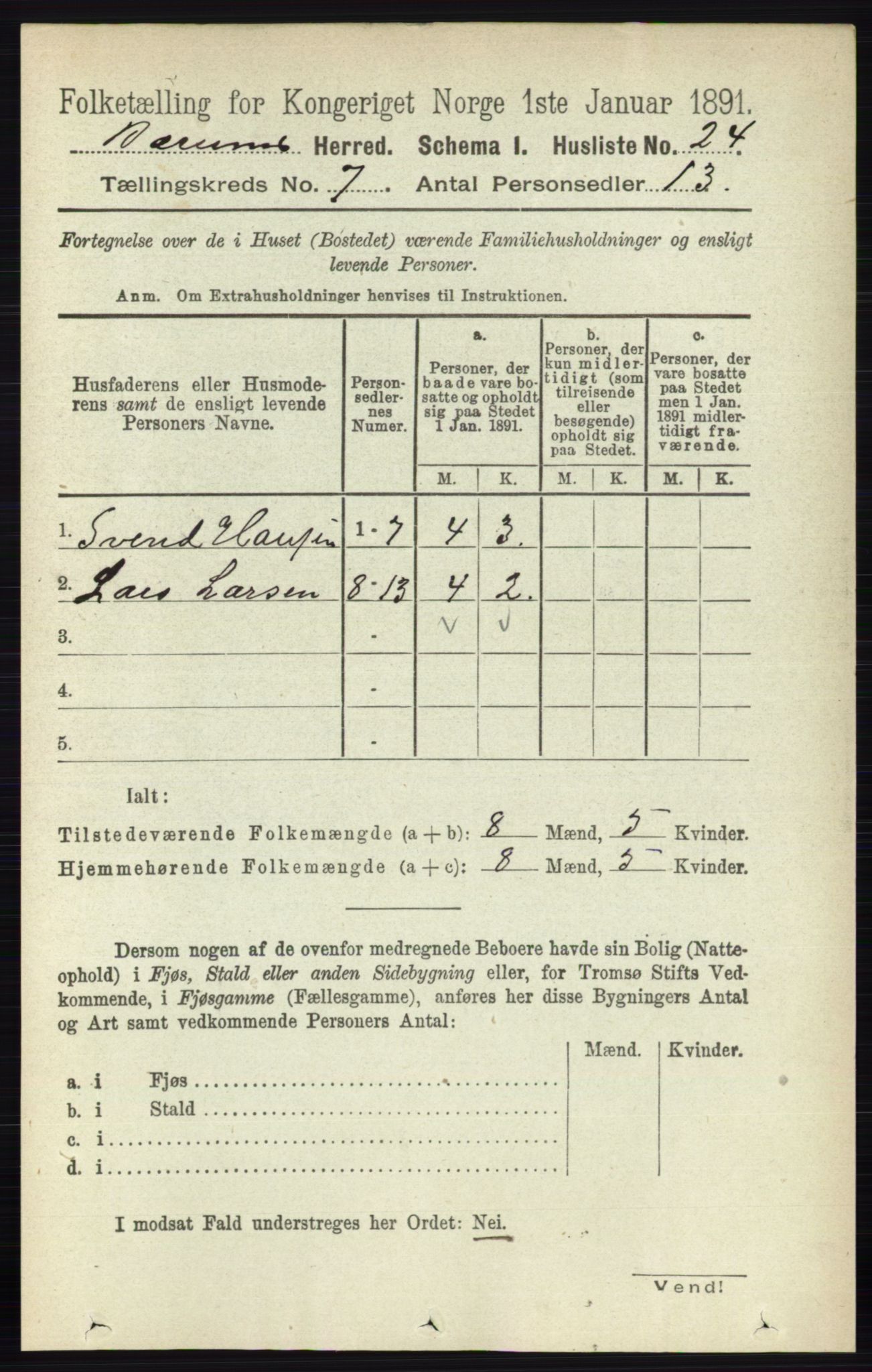 RA, 1891 census for 0219 Bærum, 1891, p. 4061