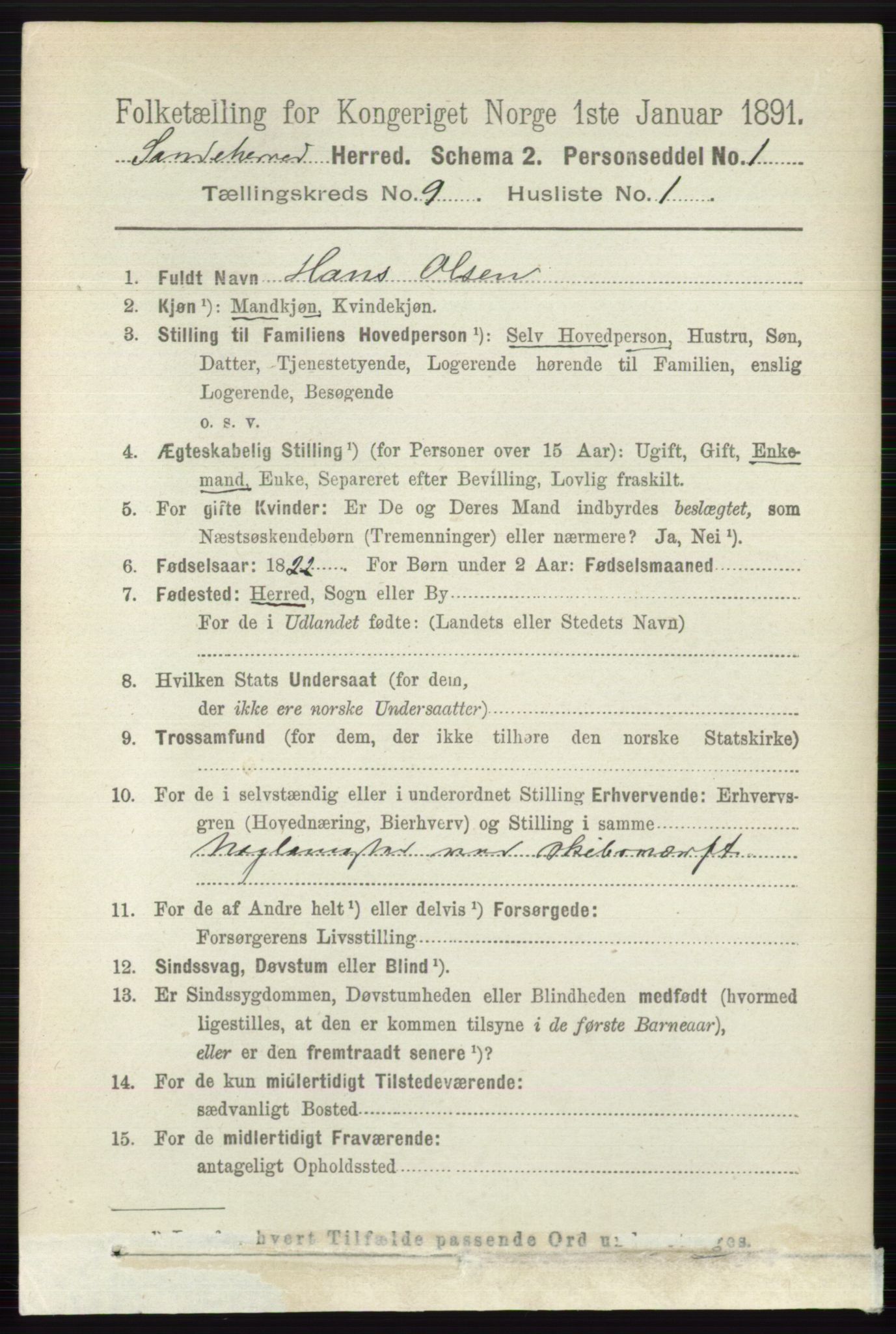 RA, 1891 census for 0724 Sandeherred, 1891, p. 5546