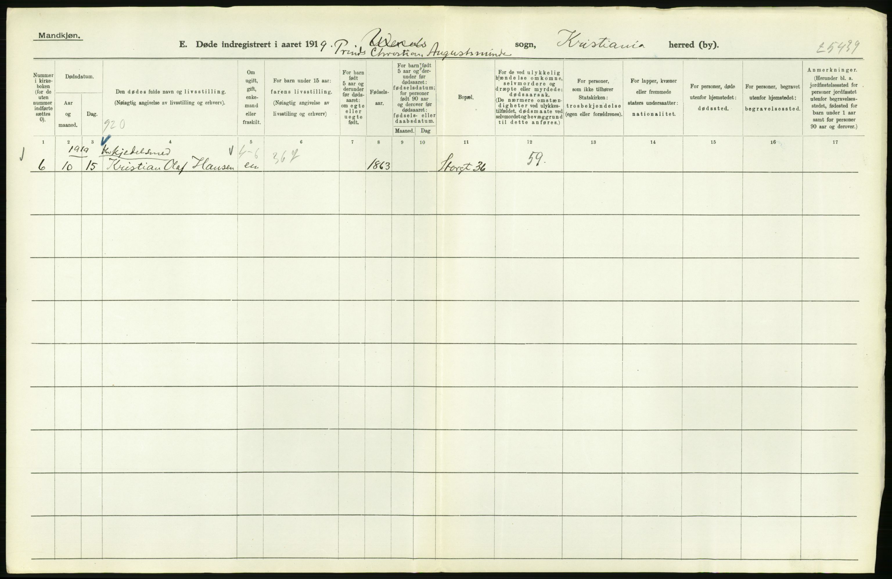 Statistisk sentralbyrå, Sosiodemografiske emner, Befolkning, AV/RA-S-2228/D/Df/Dfb/Dfbi/L0010: Kristiania: Døde, 1919, p. 590