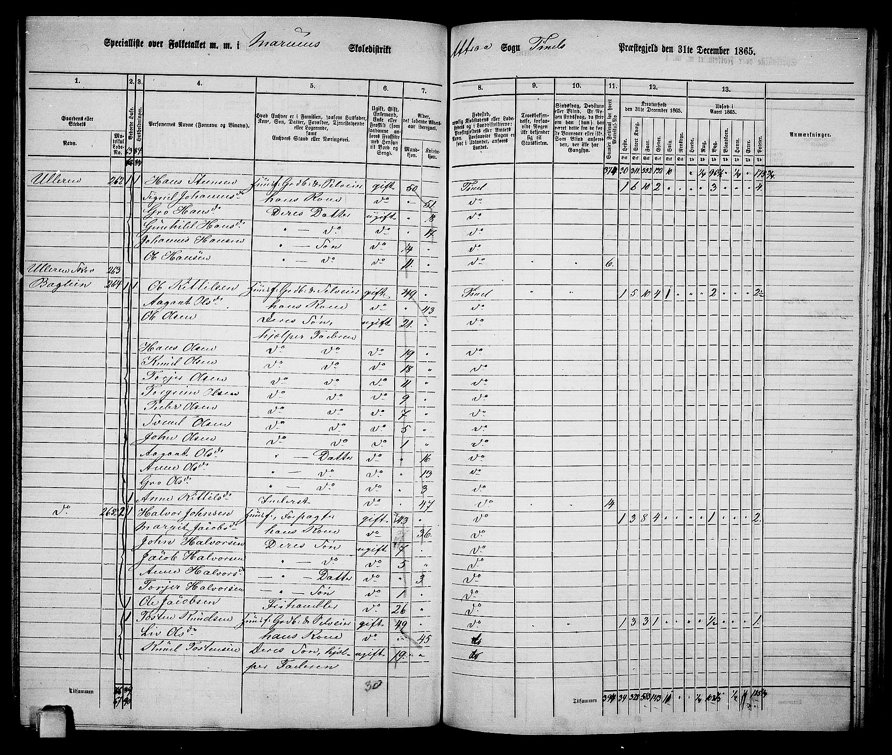 RA, 1865 census for Tinn, 1865, p. 76