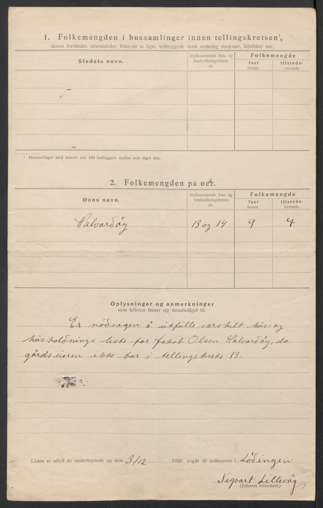 SAT, 1920 census for Lødingen, 1920, p. 44