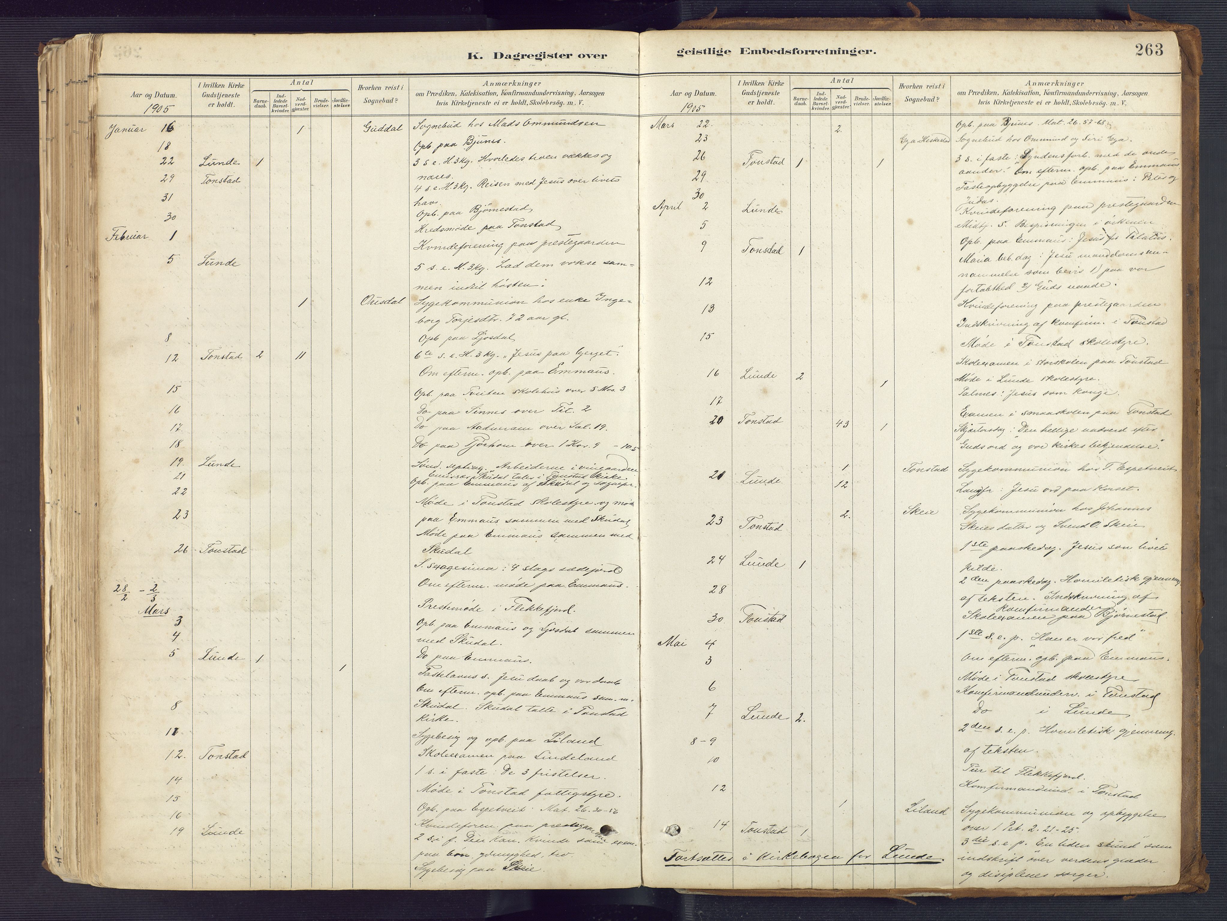 Sirdal sokneprestkontor, SAK/1111-0036/F/Fa/Fab/L0004: Parish register (official) no. A 4, 1887-1919, p. 263