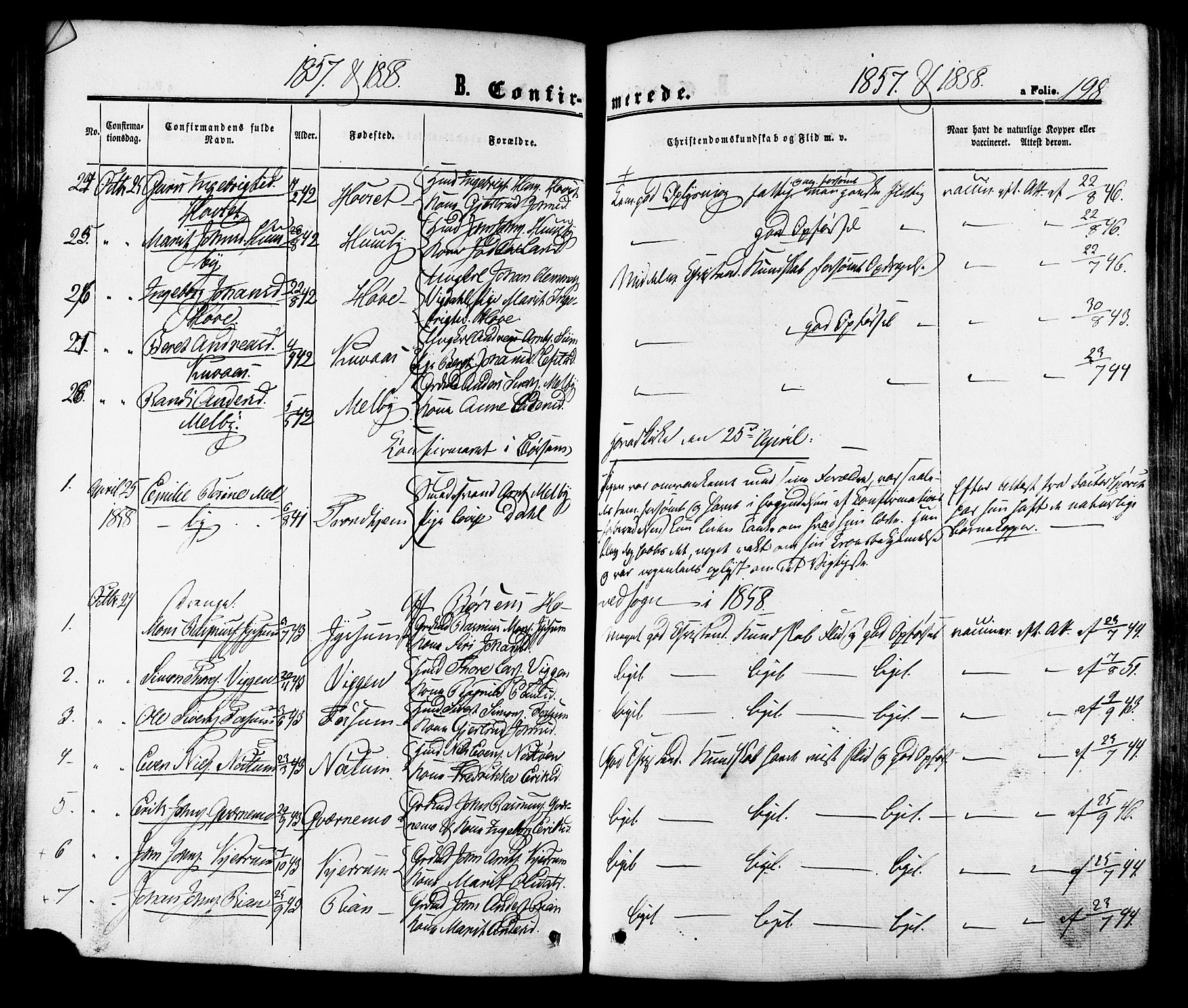 Ministerialprotokoller, klokkerbøker og fødselsregistre - Sør-Trøndelag, SAT/A-1456/665/L0772: Parish register (official) no. 665A07, 1856-1878, p. 198