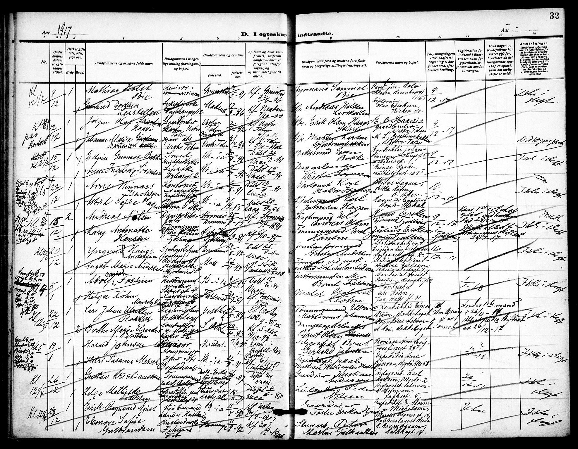 Uranienborg prestekontor Kirkebøker, SAO/A-10877/H/Ha/L0005: Banns register no. I 5, 1915-1928, p. 32