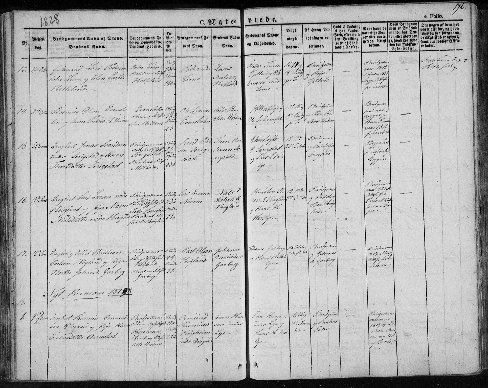 Lye sokneprestkontor, AV/SAST-A-101794/001/30BA/L0004: Parish register (official) no. A 4, 1826-1841, p. 196