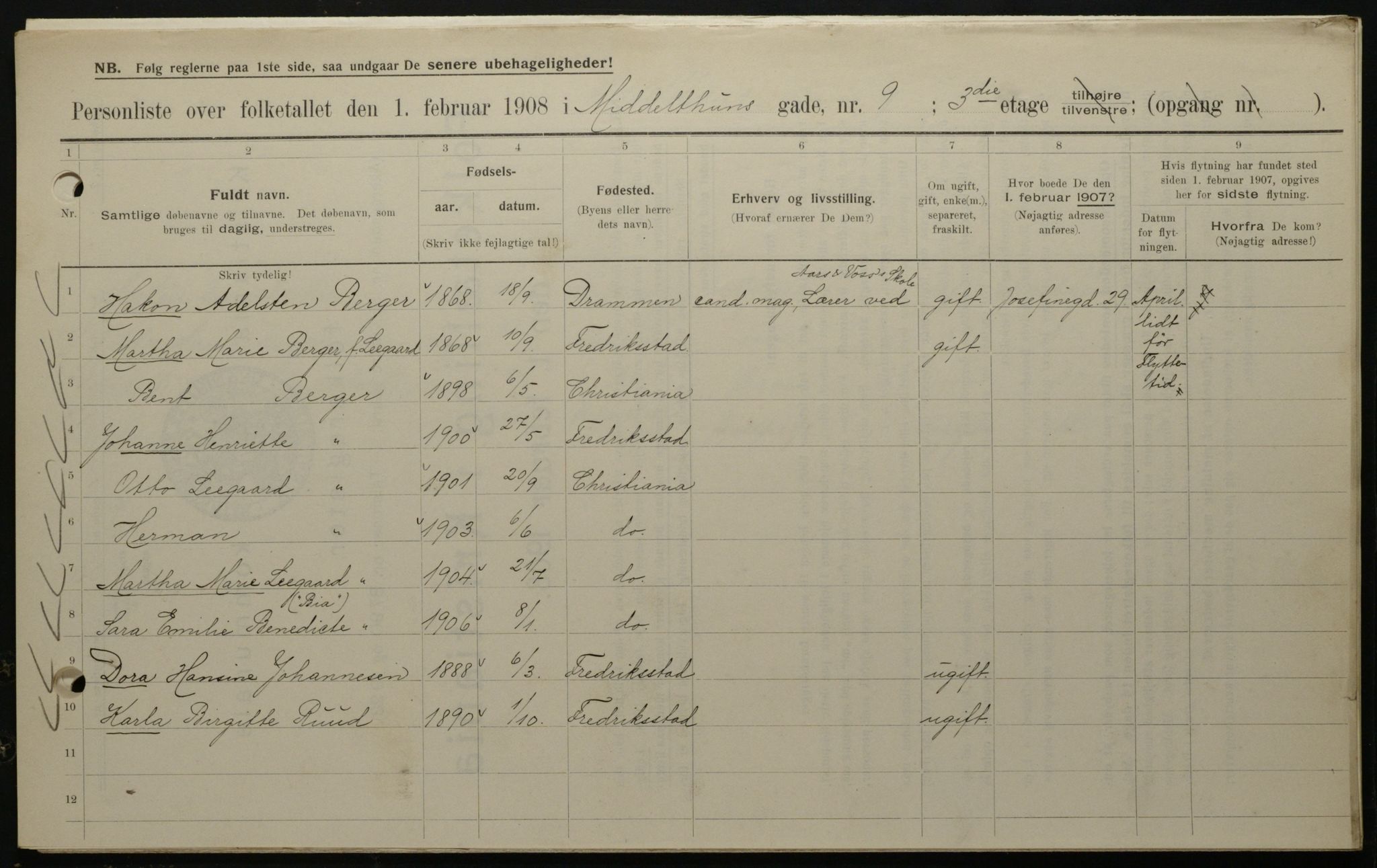 OBA, Municipal Census 1908 for Kristiania, 1908, p. 58563