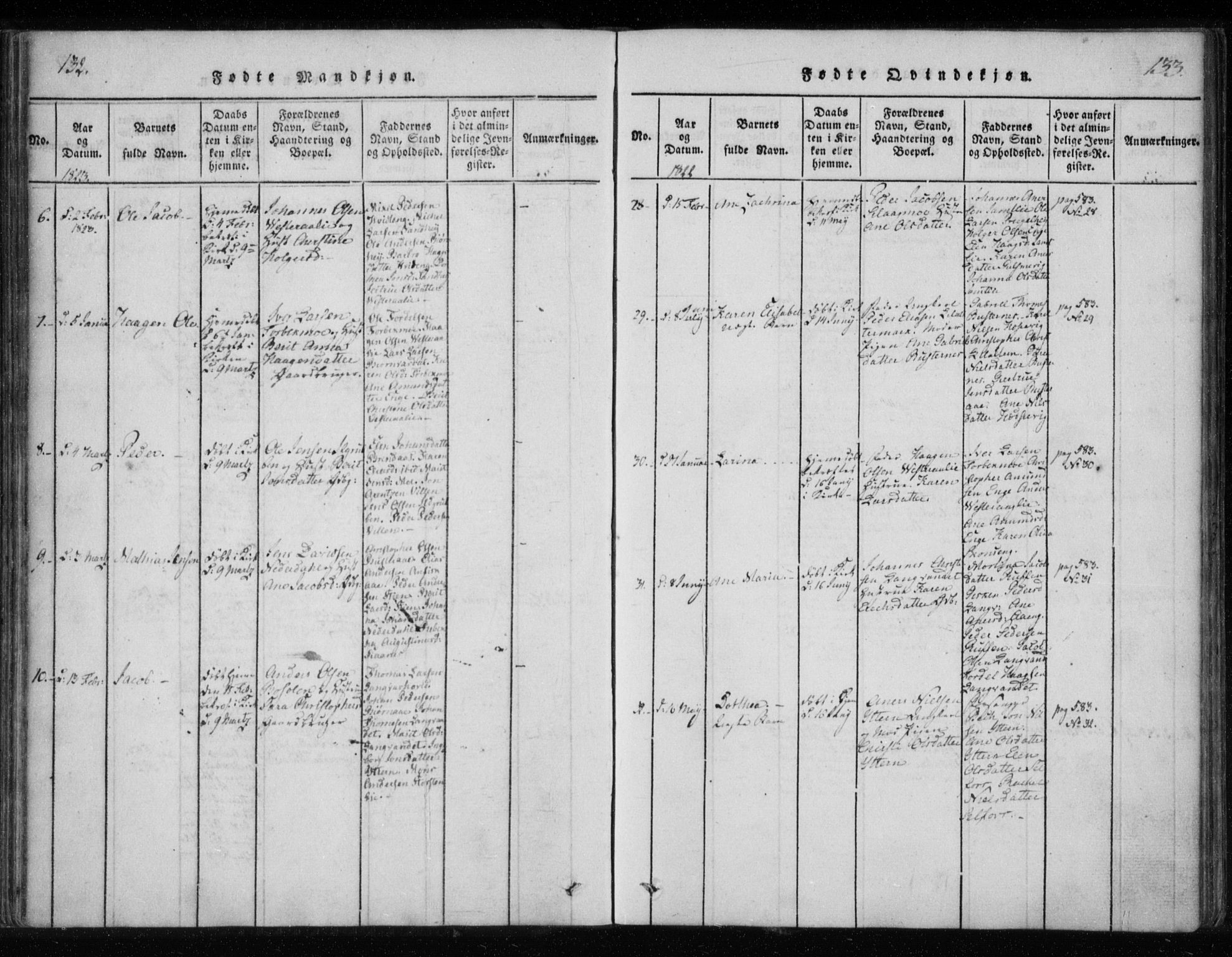 Ministerialprotokoller, klokkerbøker og fødselsregistre - Nordland, AV/SAT-A-1459/825/L0353: Parish register (official) no. 825A07, 1820-1826, p. 132-133