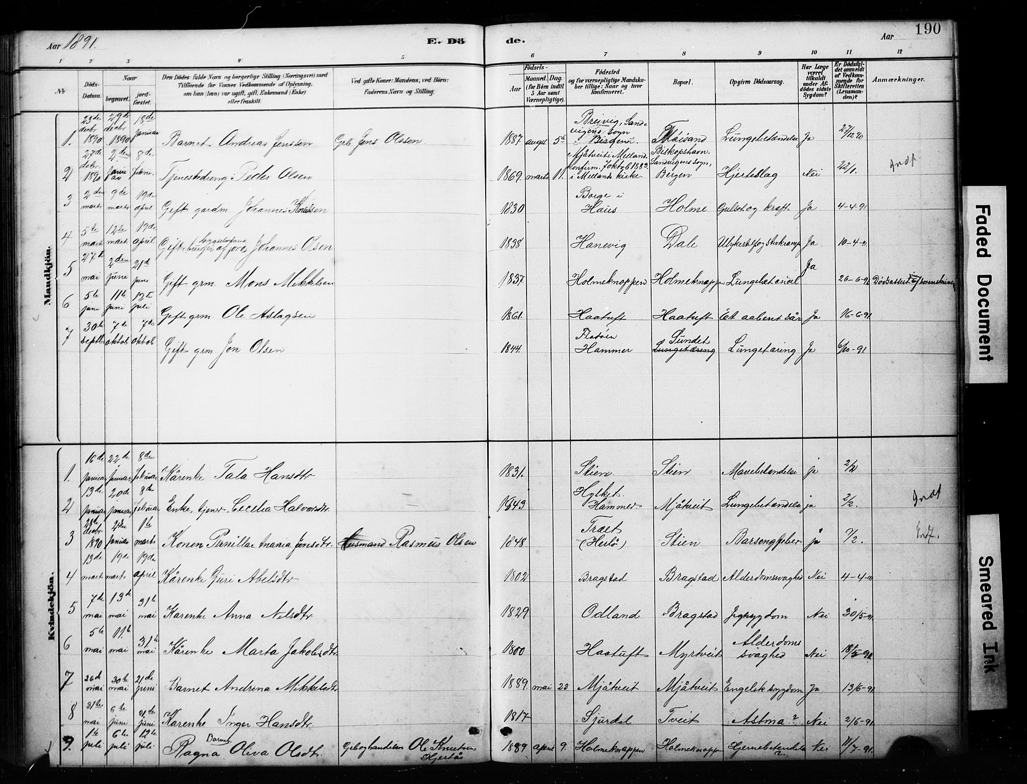 Alversund Sokneprestembete, SAB/A-73901/H/Ha/Hab: Parish register (copy) no. C 3, 1881-1894, p. 190