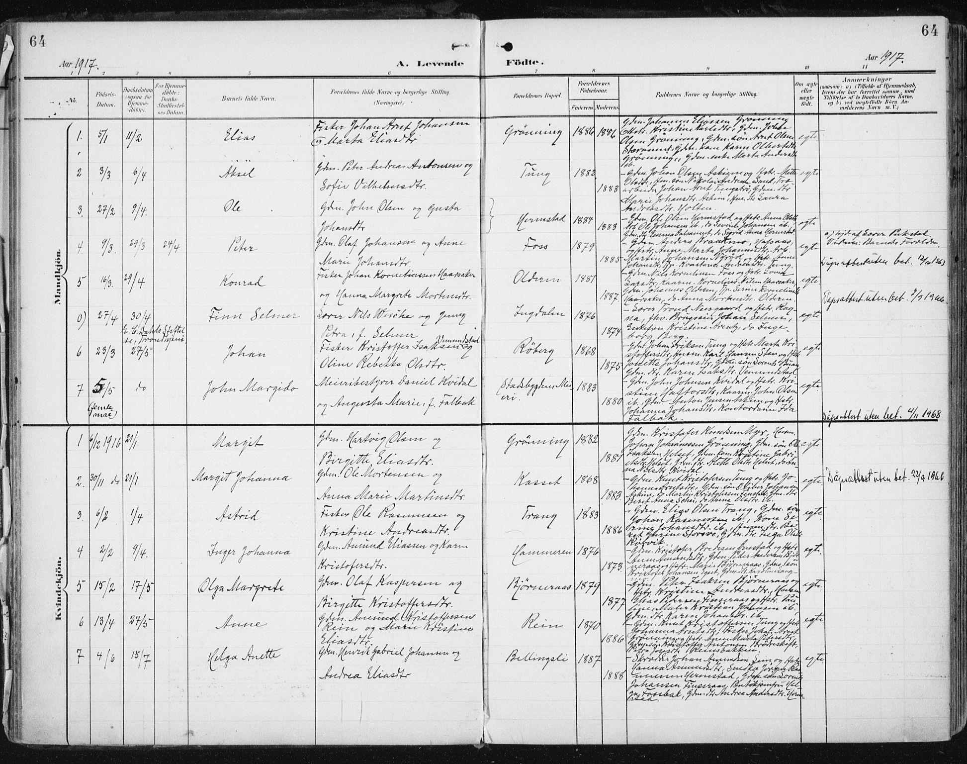 Ministerialprotokoller, klokkerbøker og fødselsregistre - Sør-Trøndelag, SAT/A-1456/646/L0616: Parish register (official) no. 646A14, 1900-1918, p. 64