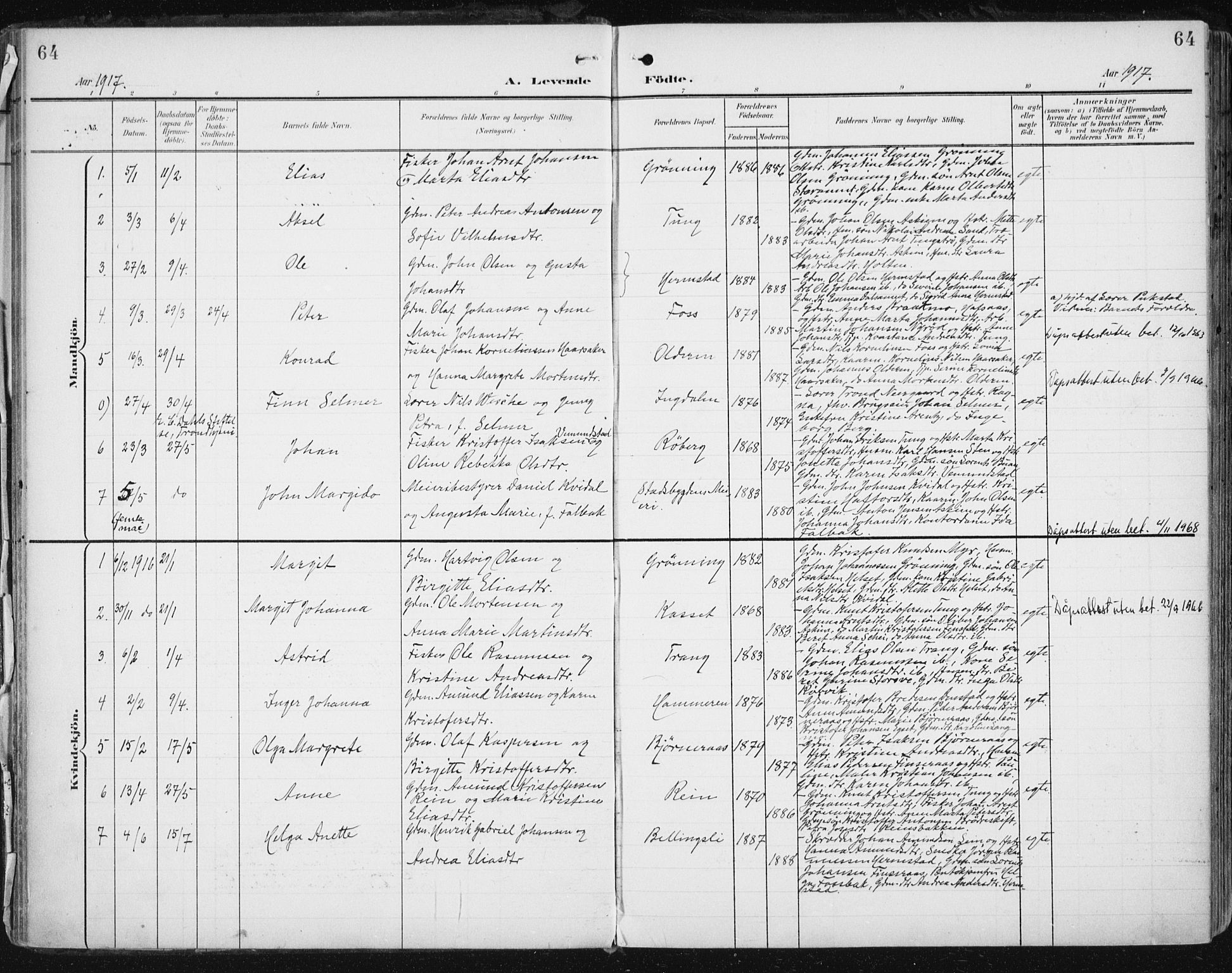 Ministerialprotokoller, klokkerbøker og fødselsregistre - Sør-Trøndelag, AV/SAT-A-1456/646/L0616: Parish register (official) no. 646A14, 1900-1918, p. 64