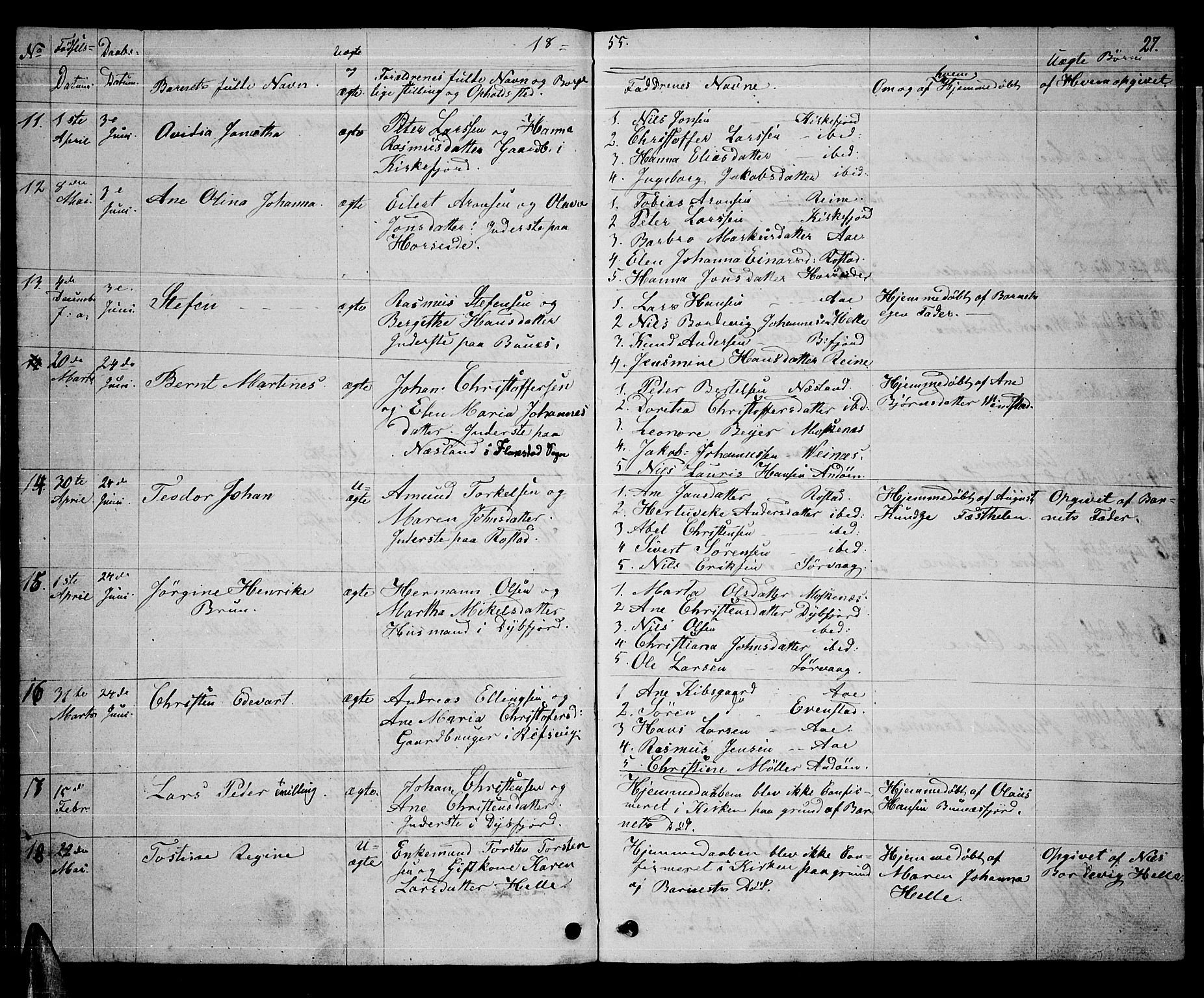 Ministerialprotokoller, klokkerbøker og fødselsregistre - Nordland, SAT/A-1459/886/L1224: Parish register (copy) no. 886C01, 1843-1873, p. 27
