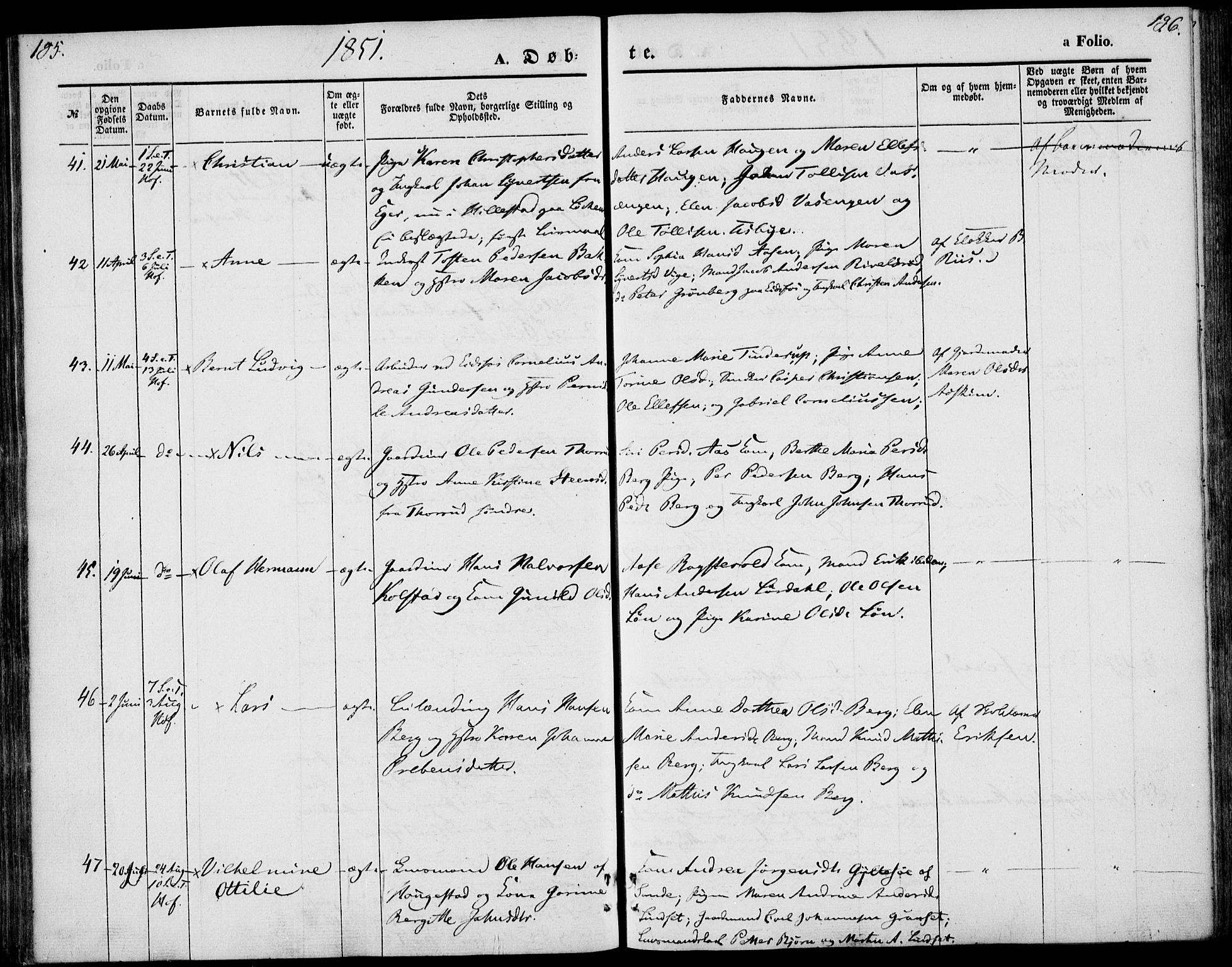 Hof kirkebøker, AV/SAKO-A-64/F/Fa/L0005: Parish register (official) no. I 5, 1844-1851, p. 195-196