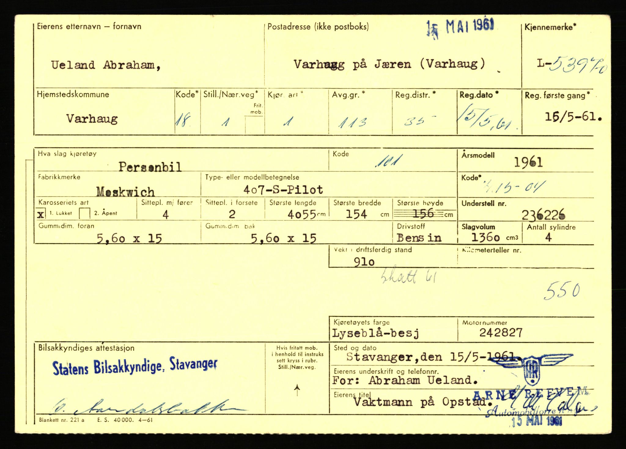 Stavanger trafikkstasjon, AV/SAST-A-101942/0/F/L0053: L-52900 - L-54199, 1930-1971, p. 2403