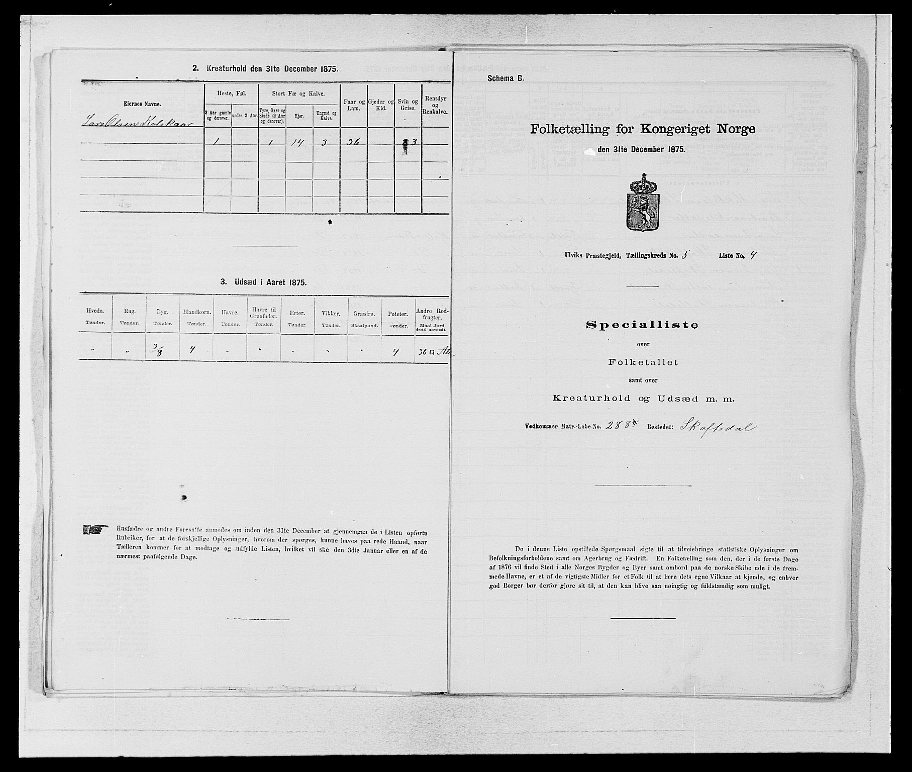 SAB, 1875 census for 1233P Ulvik, 1875, p. 765