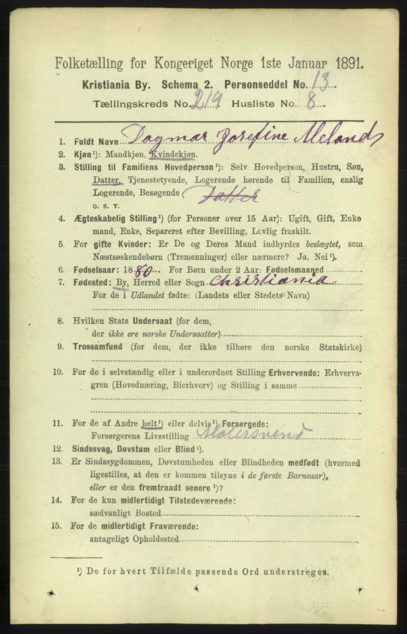 RA, 1891 census for 0301 Kristiania, 1891, p. 130244