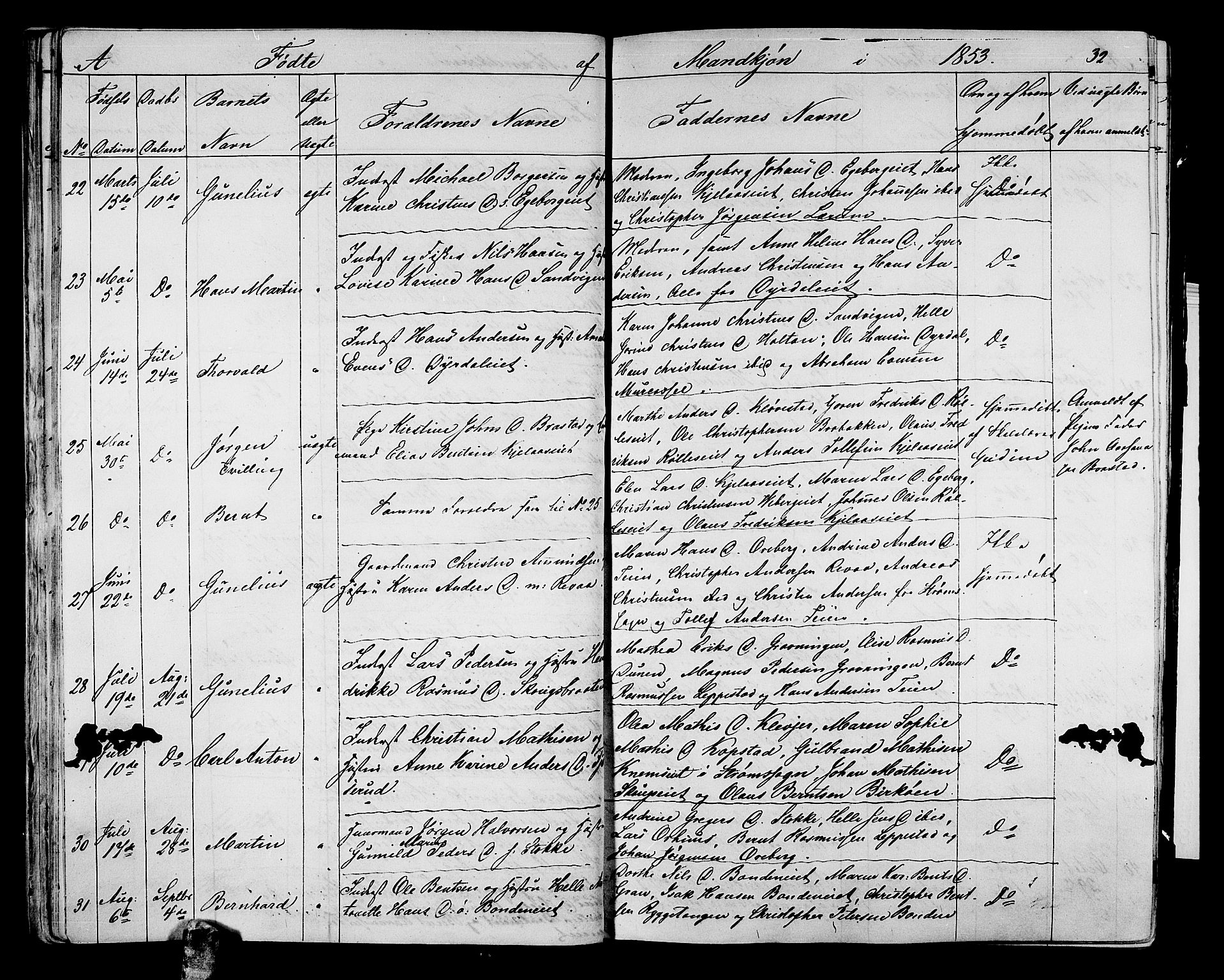 Sande Kirkebøker, AV/SAKO-A-53/G/Ga/L0002: Parish register (copy) no. 2, 1847-1863, p. 32